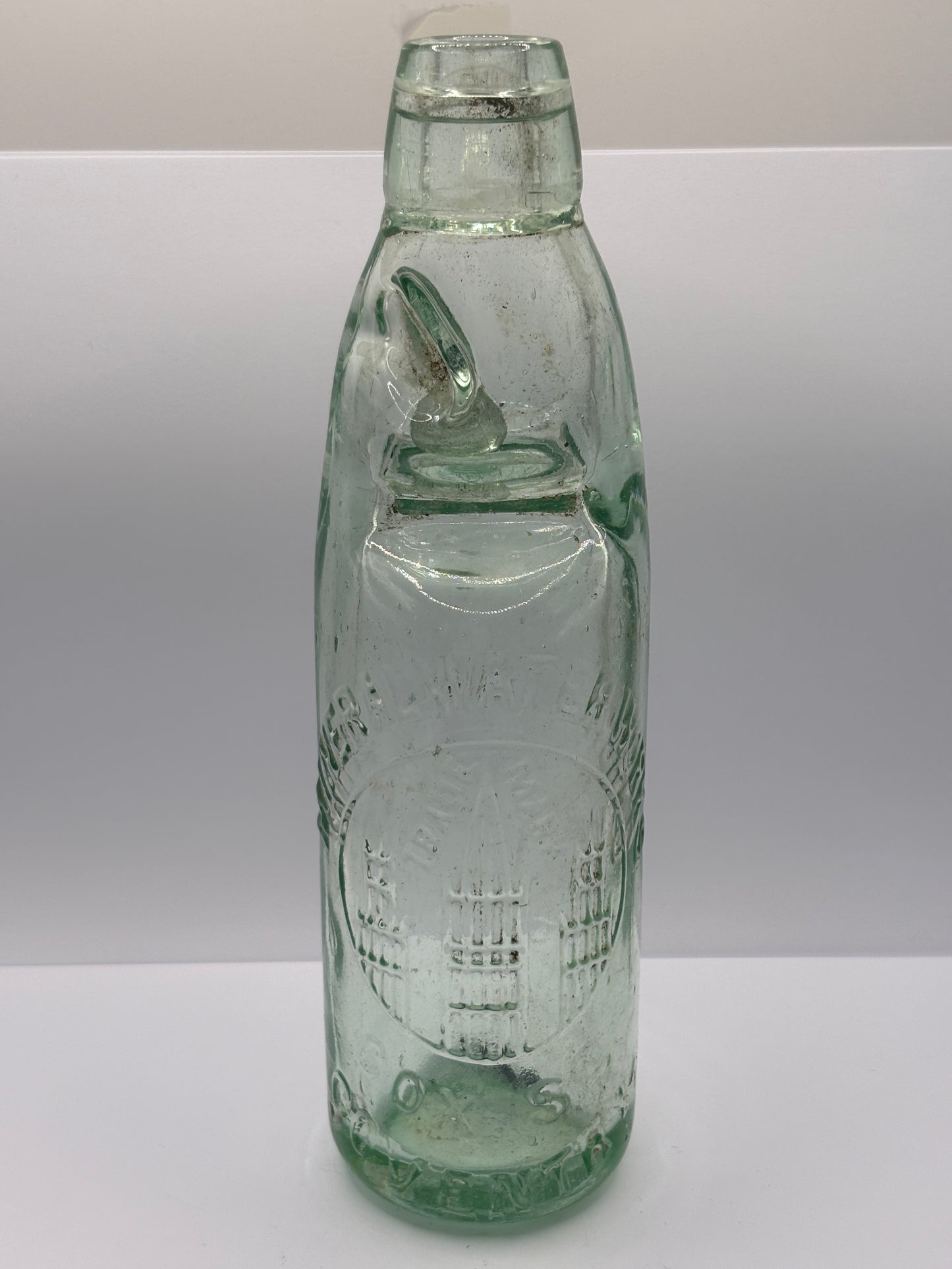 Old pictorial Coventry codd bottle, mineral water works. Marble bottle