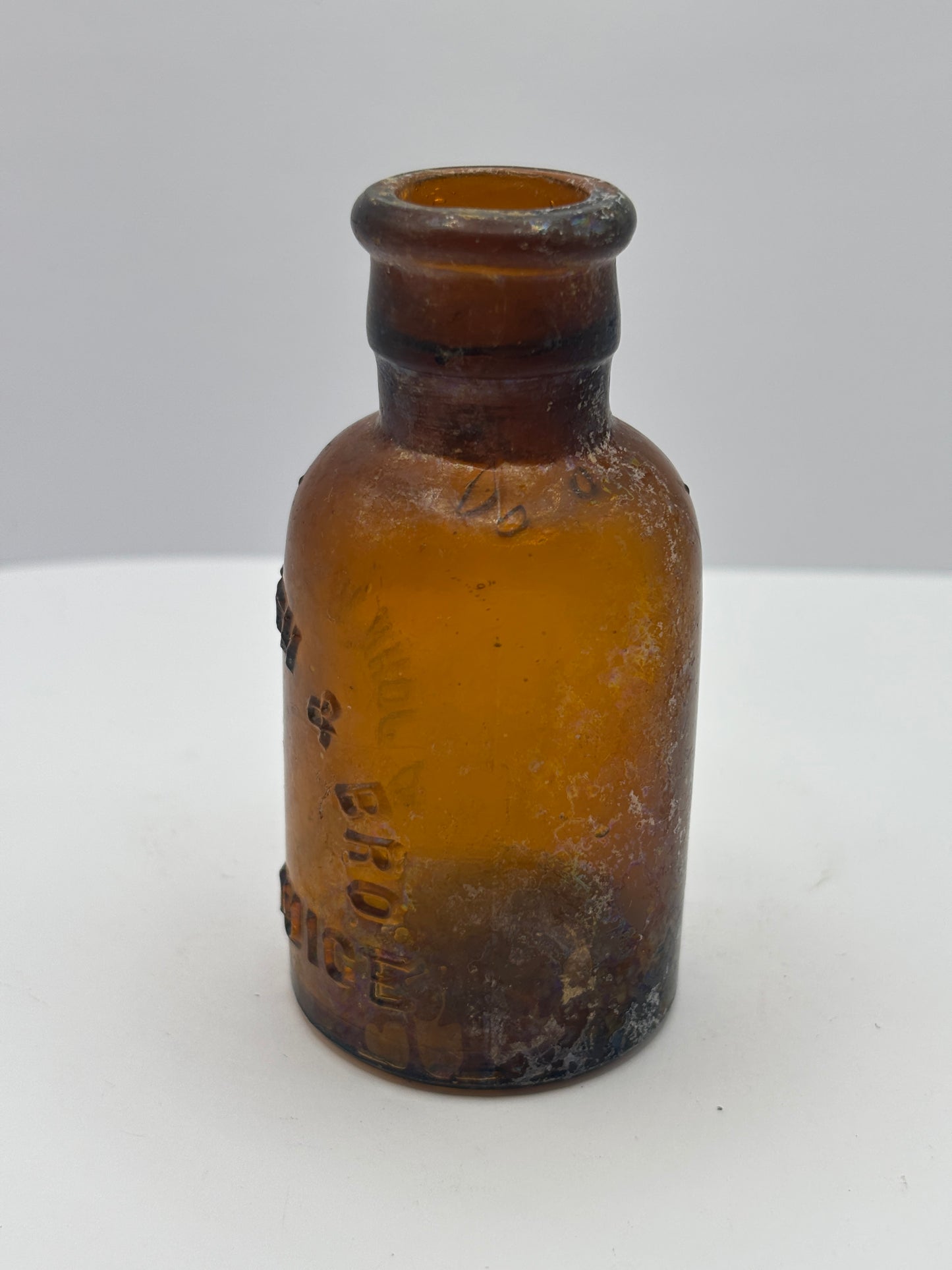 Old amber glass beef juice bottle