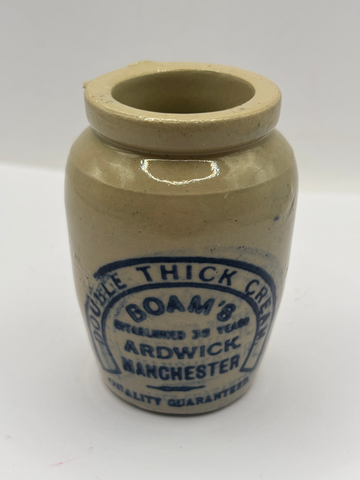 Old advertising cream pot, Boams double thick cream Manchester