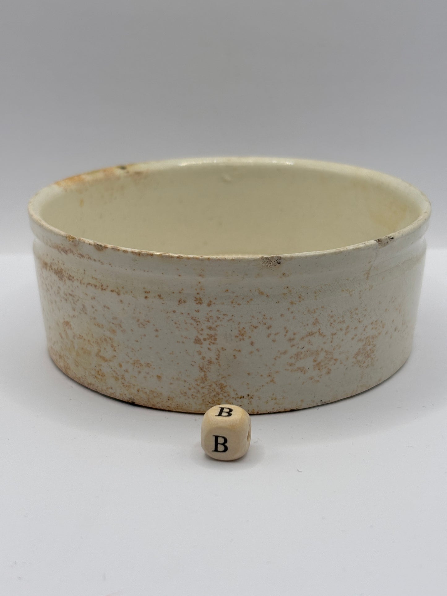 Old large plain stoneware meat paste pot, potted meat