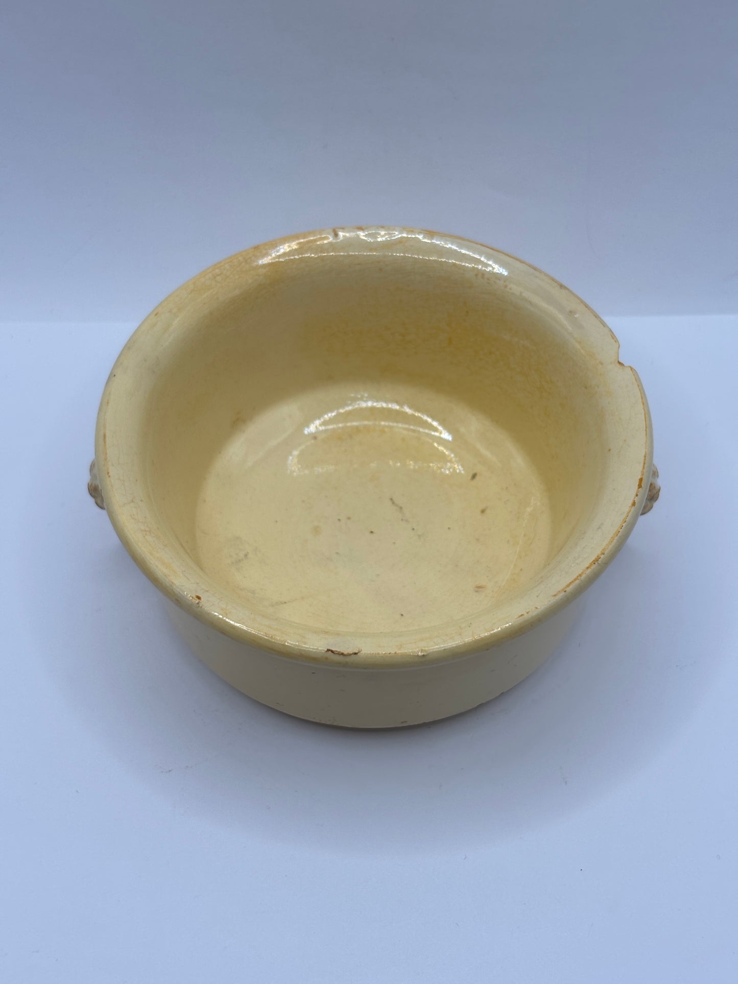 Old french terrine jar/pot. Base. Lion head