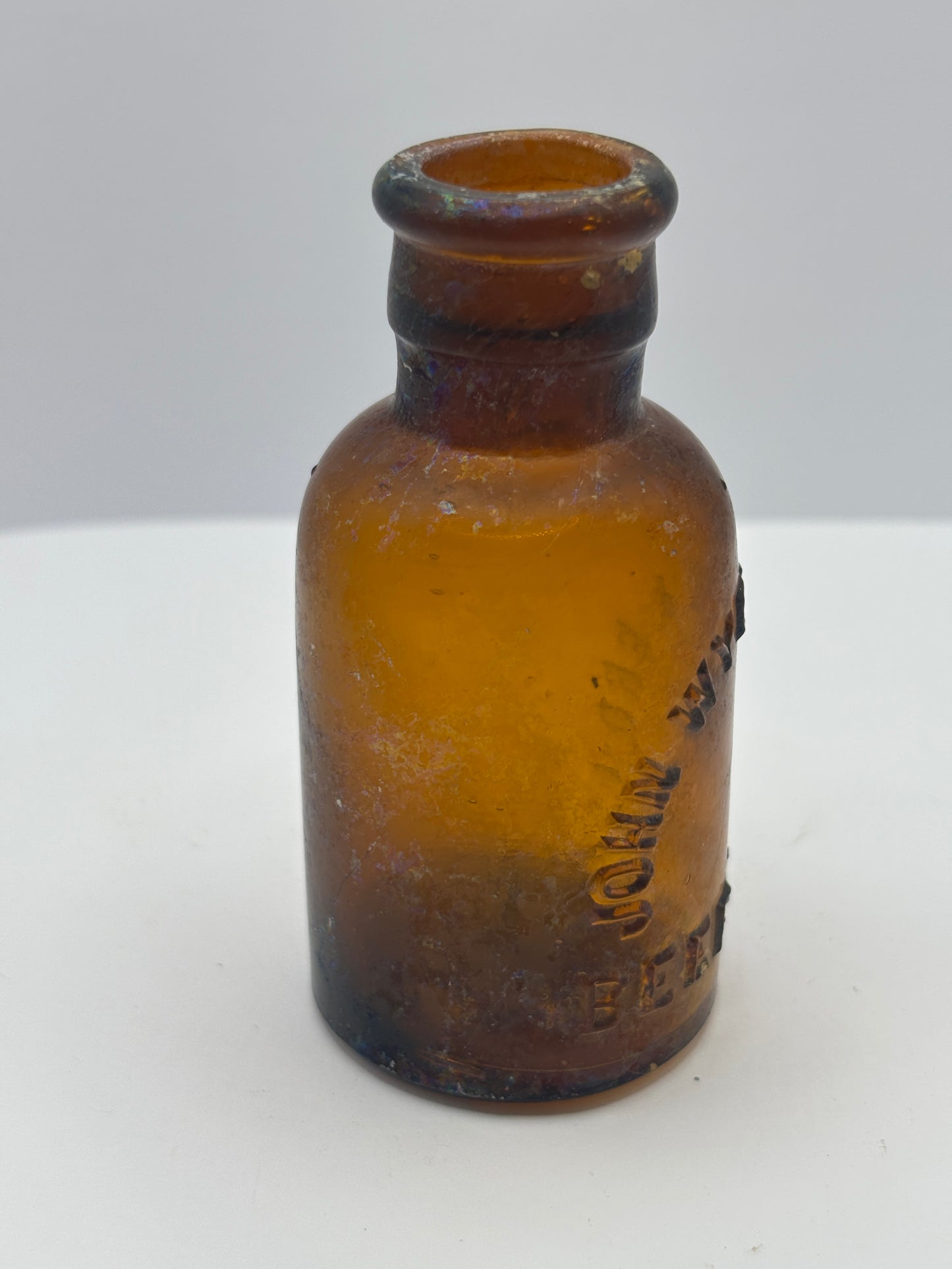 Old amber glass beef juice bottle