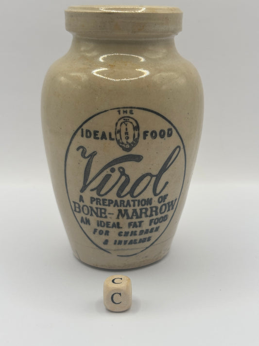 Old stoneware advertising Virol jar (c)