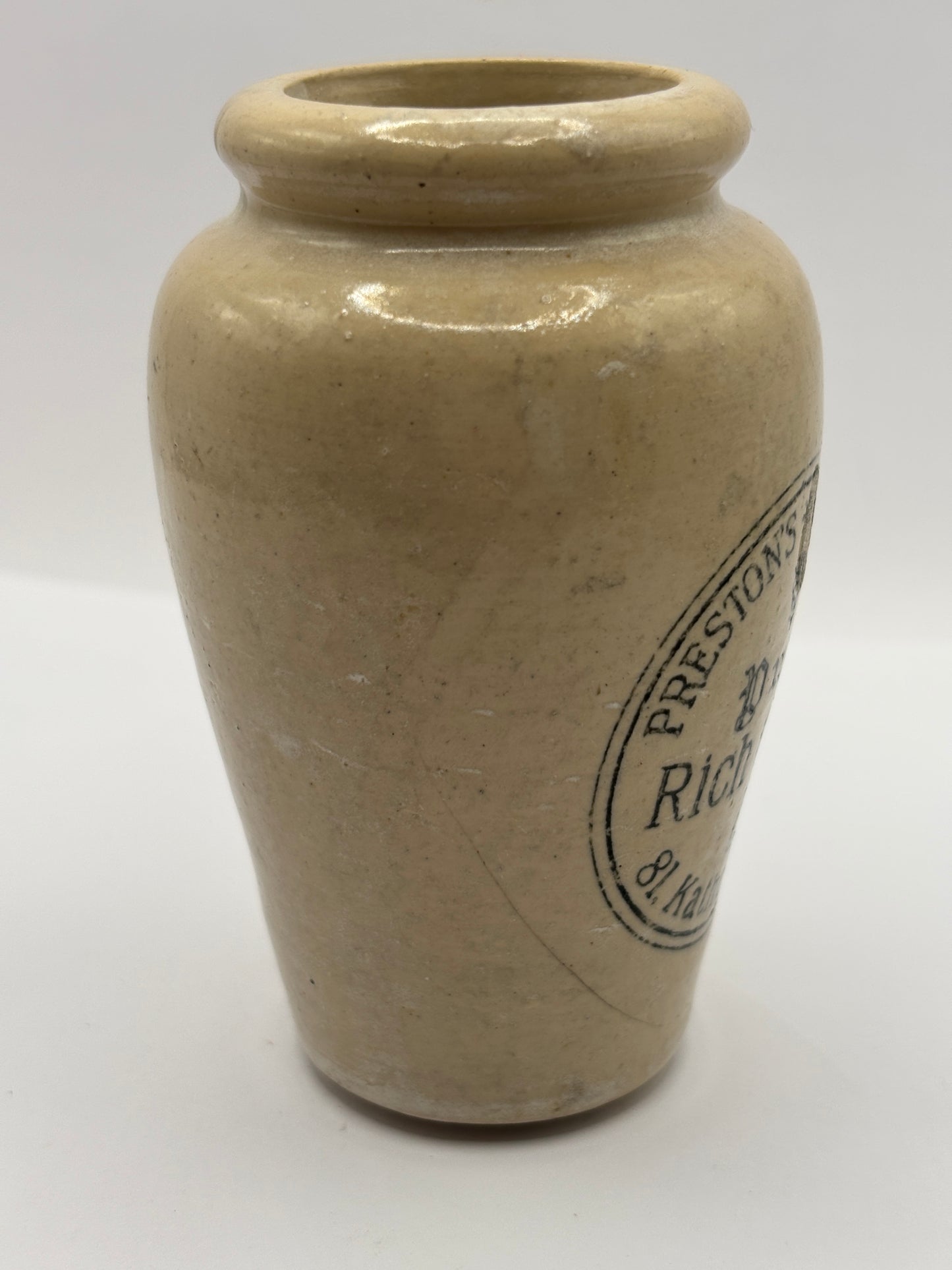 Old rare advertising cream pot, Prestons Creamery pure rich cream 9.5cms