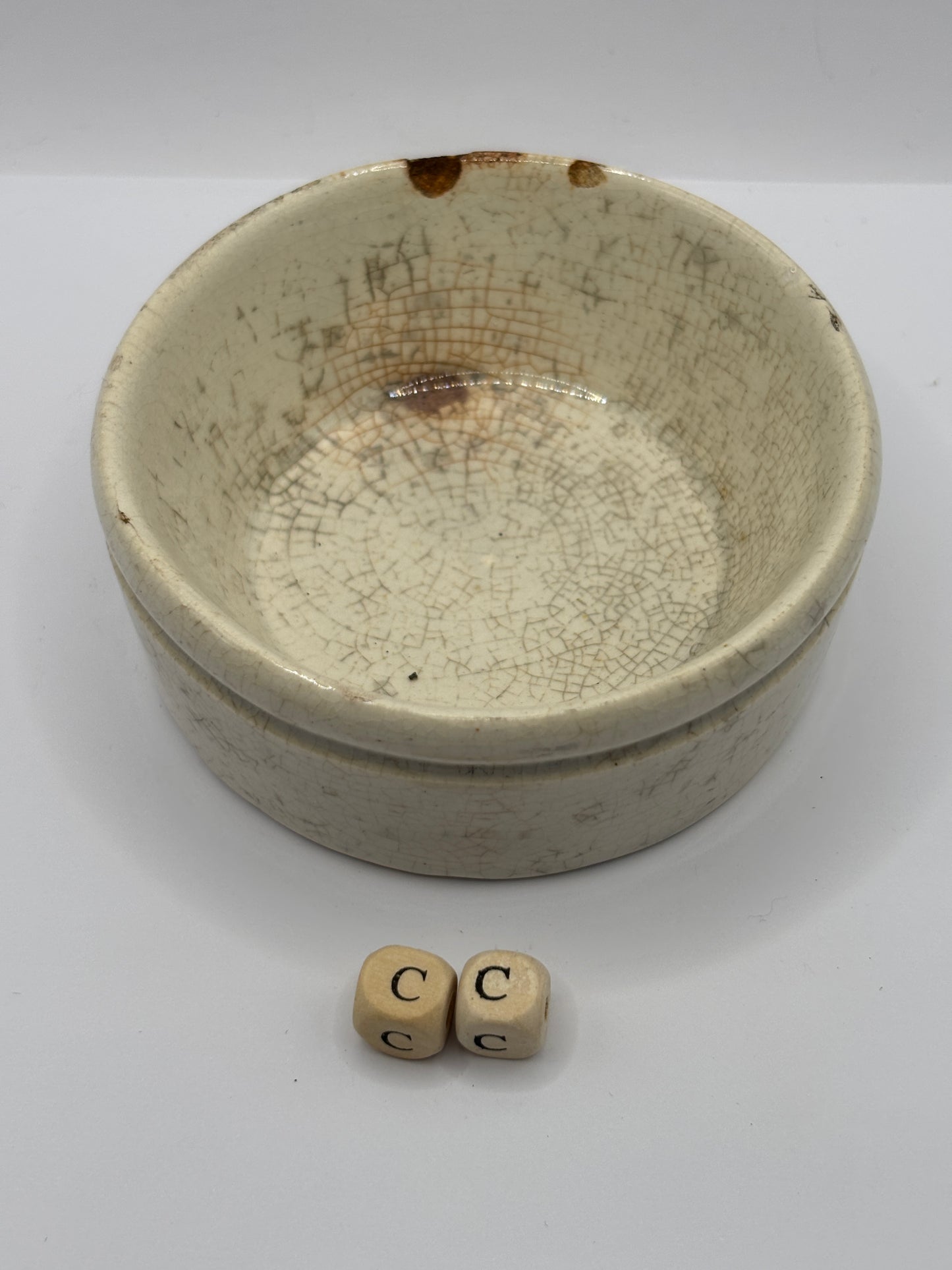 Old plain stoneware meat paste pot, potted meat (CC)
