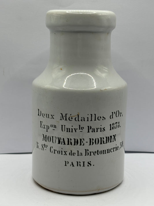 French mustard advertising jar, Moutarde bordin Paris