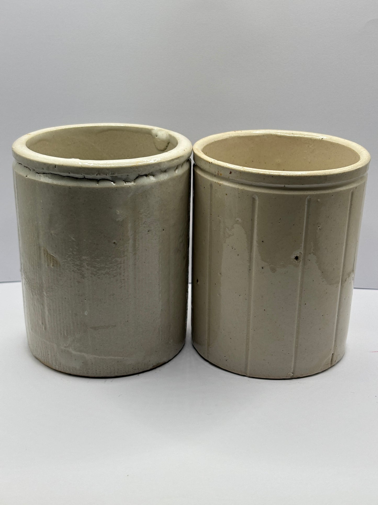 2 old stoneware jam & marmalade pots