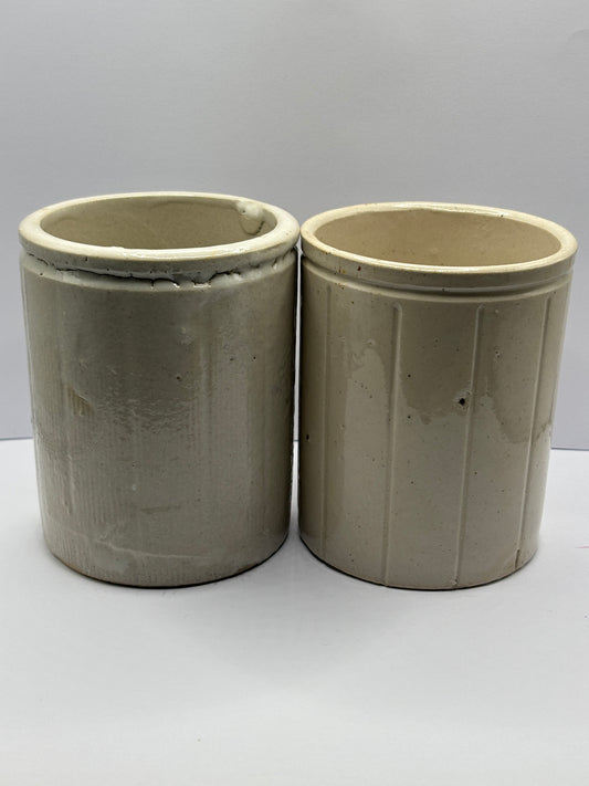 2 old stoneware jam & marmalade pots