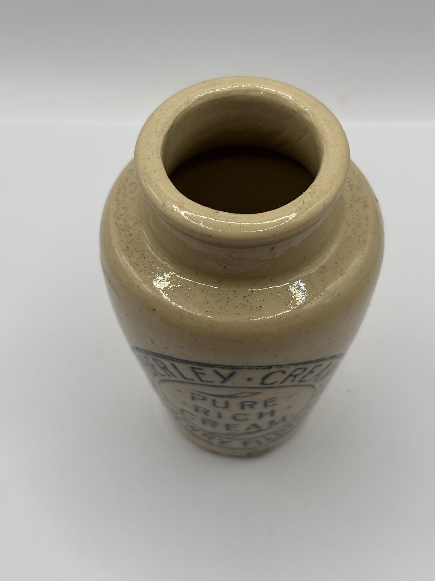 Old stoneware advertising cream pot, mobberley creamery pure rich cream