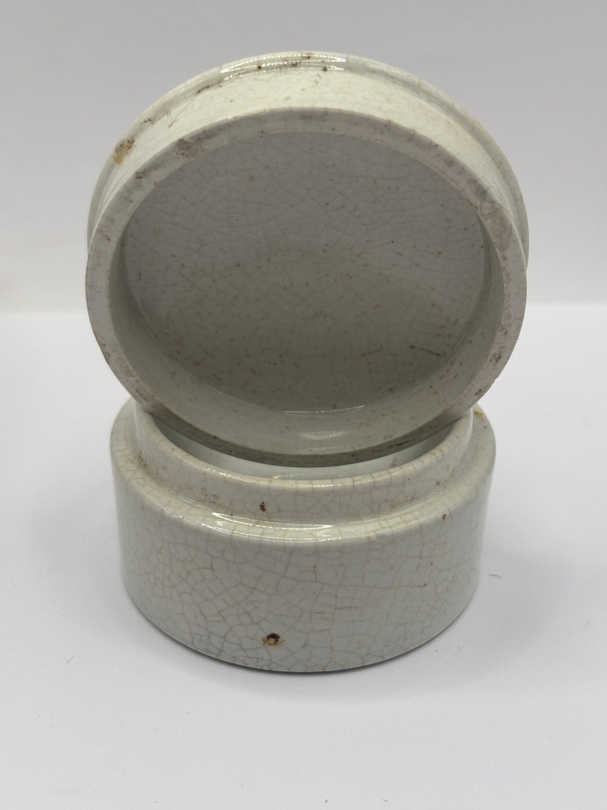 Old plain stoneware pot lid and base