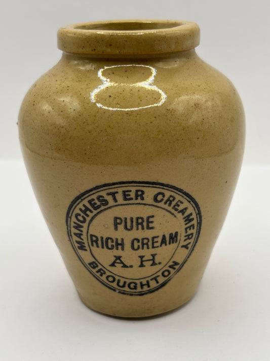 Old Manchester advertising cream pot, manchester creamery