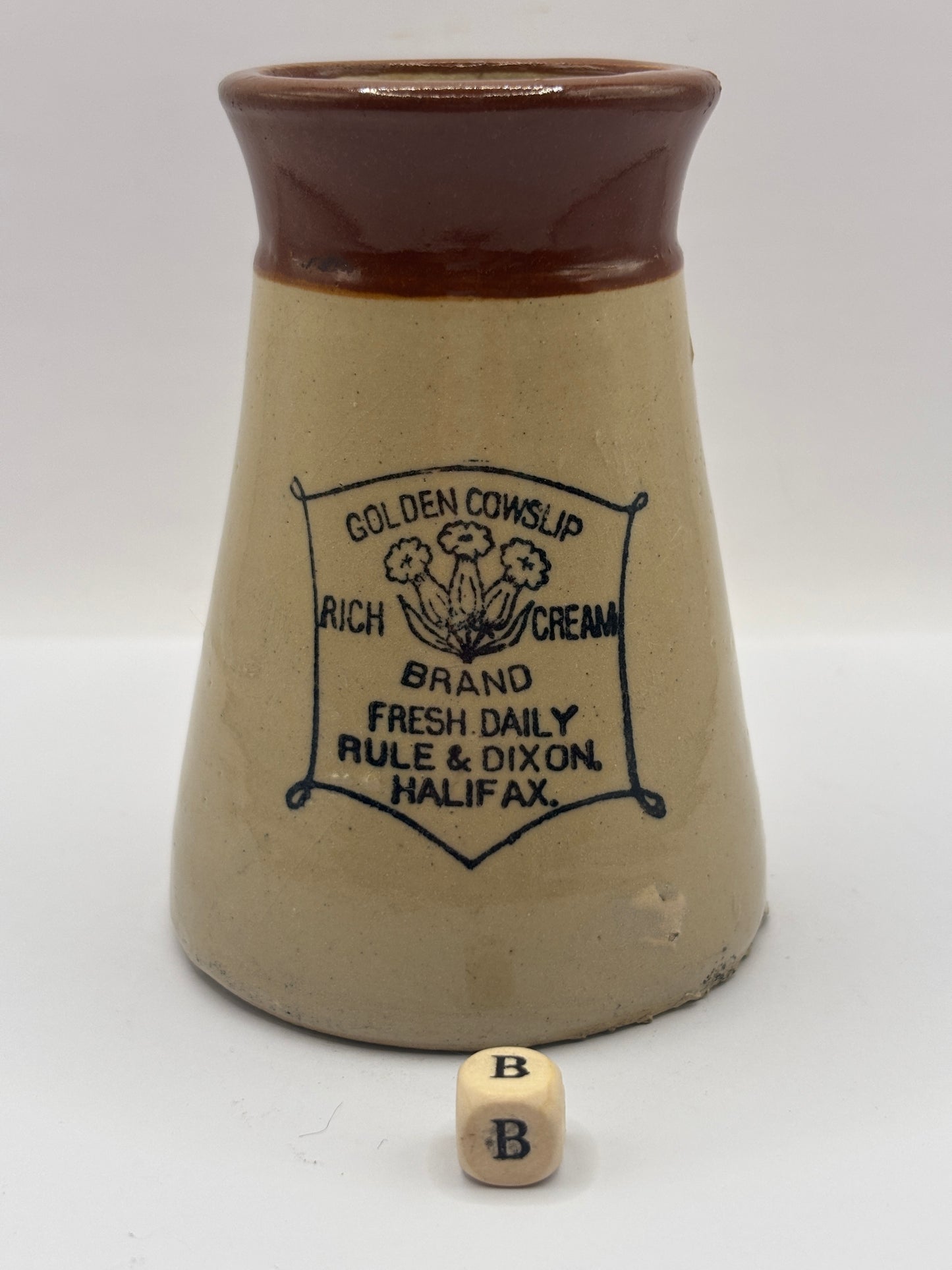 Old advertising cream pot, Cowslip (B)