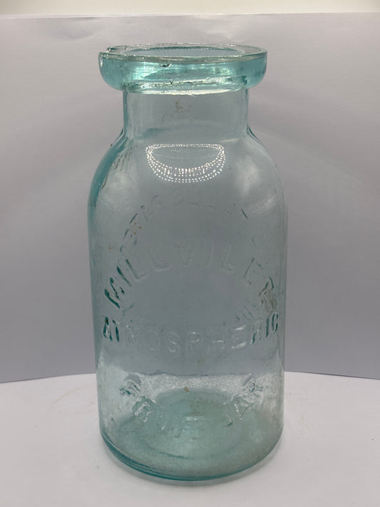 Rare american fruit preserve jar, Millville atmospheric fruit jar