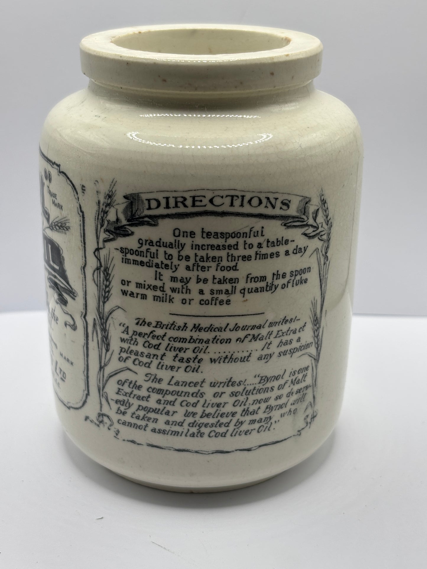 Old Bynol advertising jar