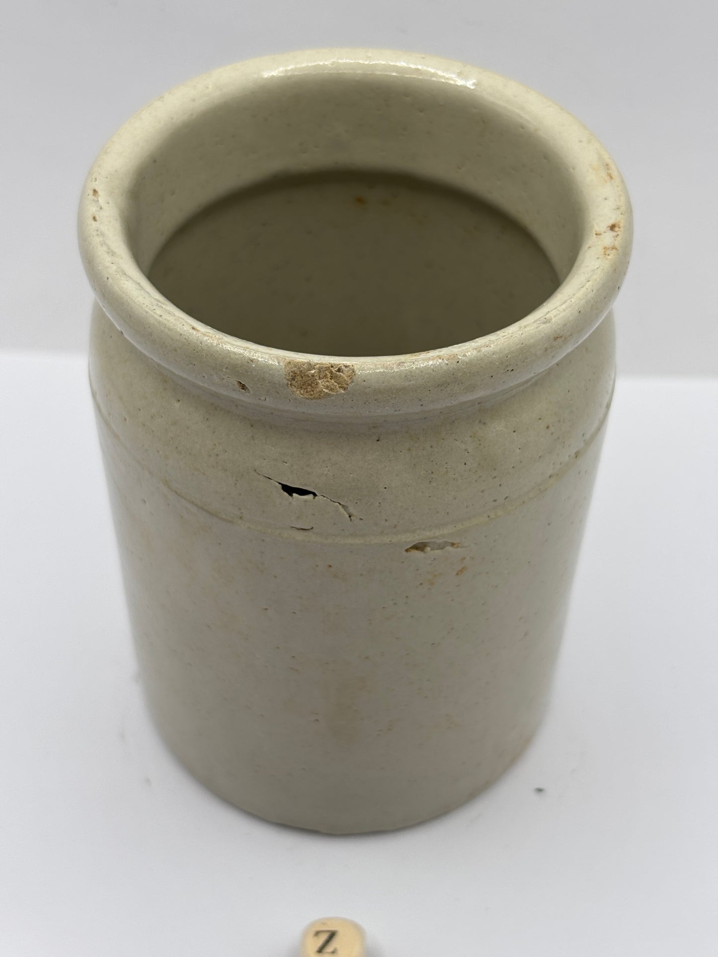 Old 1lb rolled top stoneware jam pot (z) Golden shred