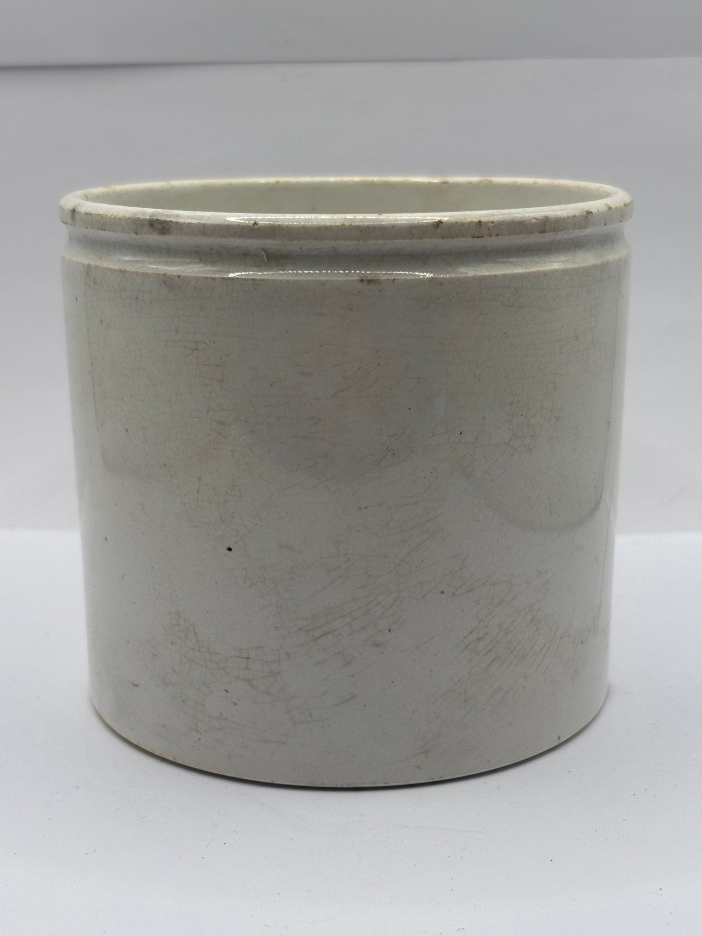 Old white stoneware marmalade jar