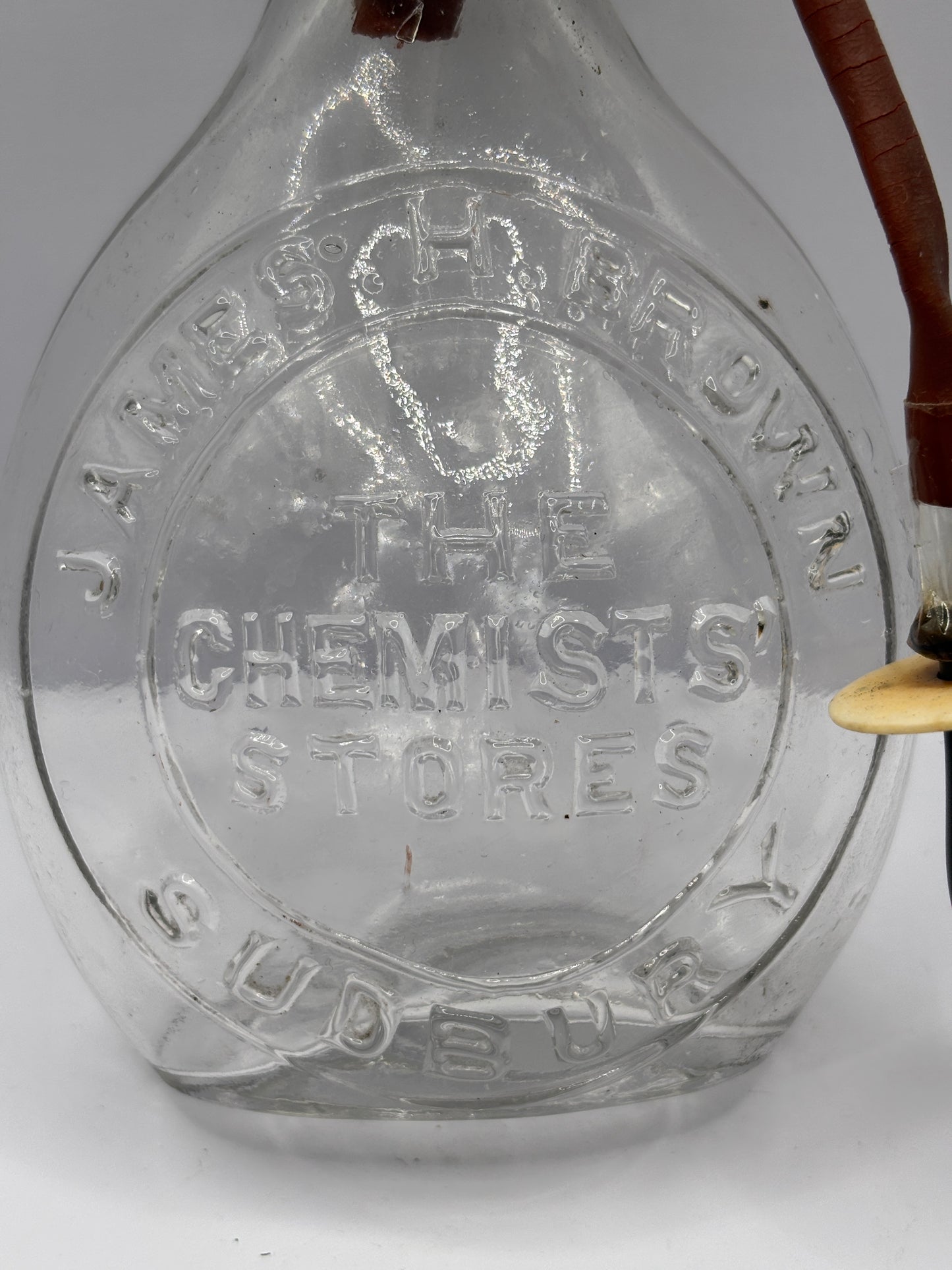 Old Sudbury baby feeder with original pipe. James H Brown the chemists’ stores