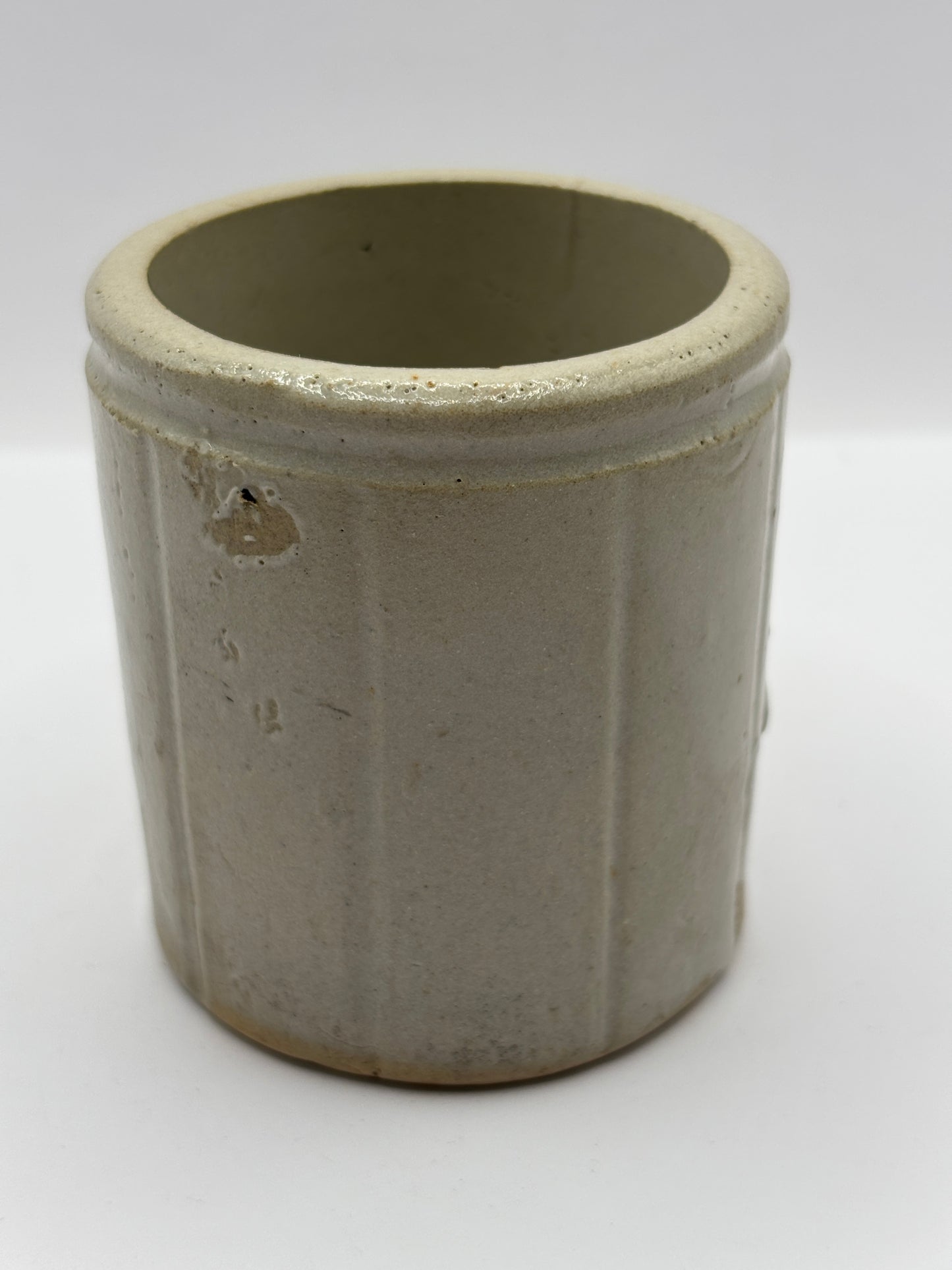 Old small ribbed stoneware jam pot