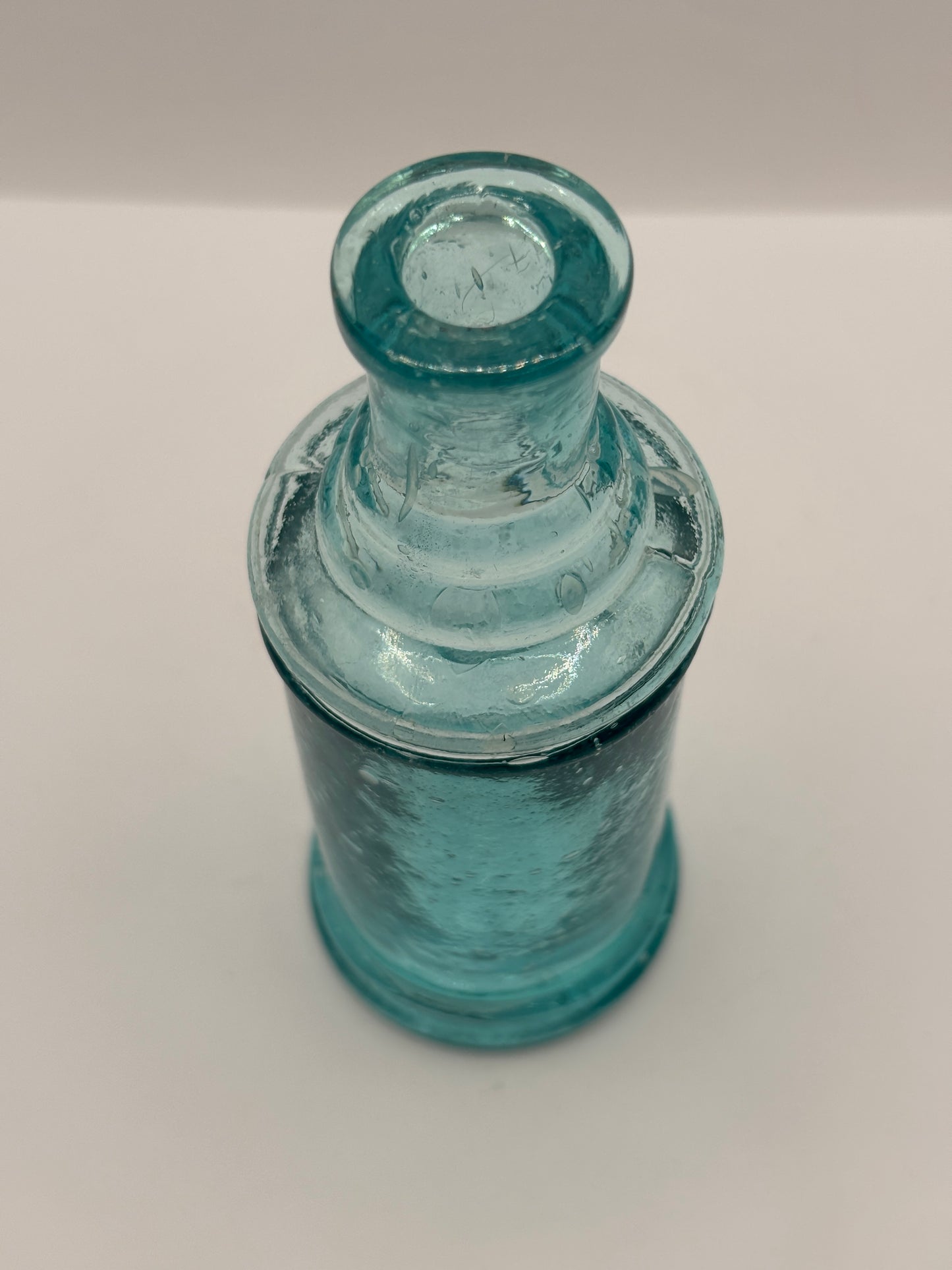 Old tall aqua glass ink, inkwell.