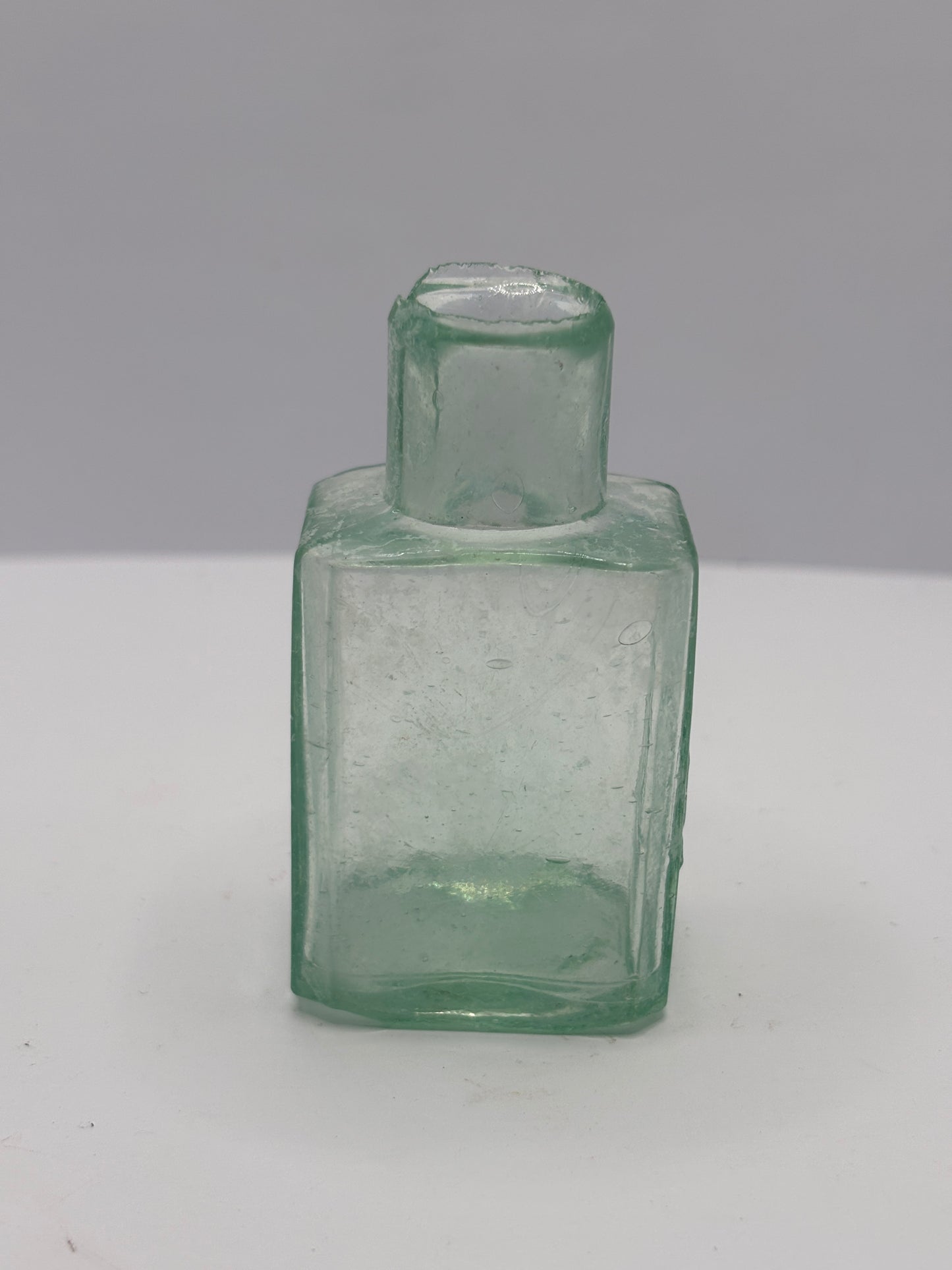 Old aqua glass Morrells ink, ink bottle, inkwell