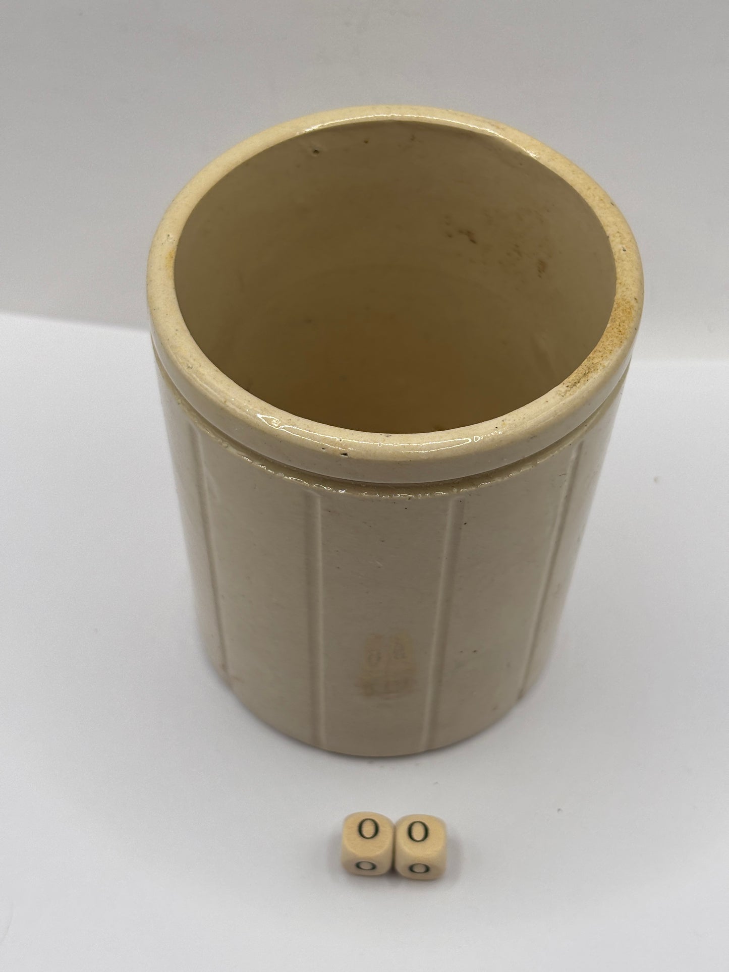 Old 1lb ribbed stoneware jam pot (oo) Hartleys