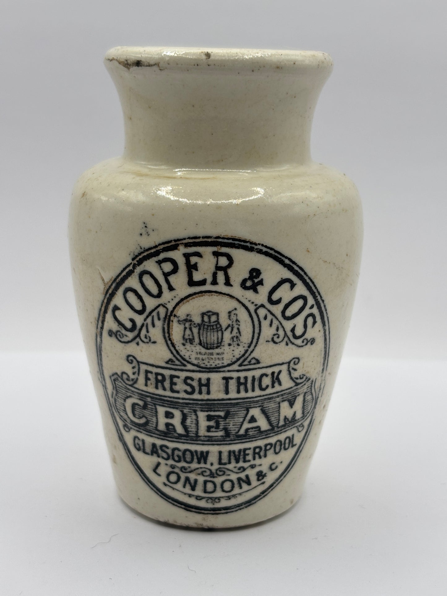 Old advertising cream pot, Cooper & Co fresh thick cream