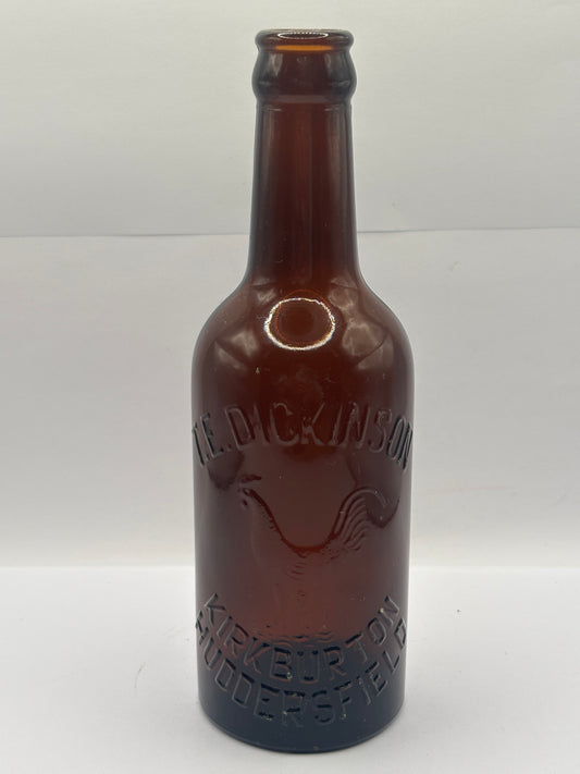 Old advertising glass beer bottle, Huddersfield