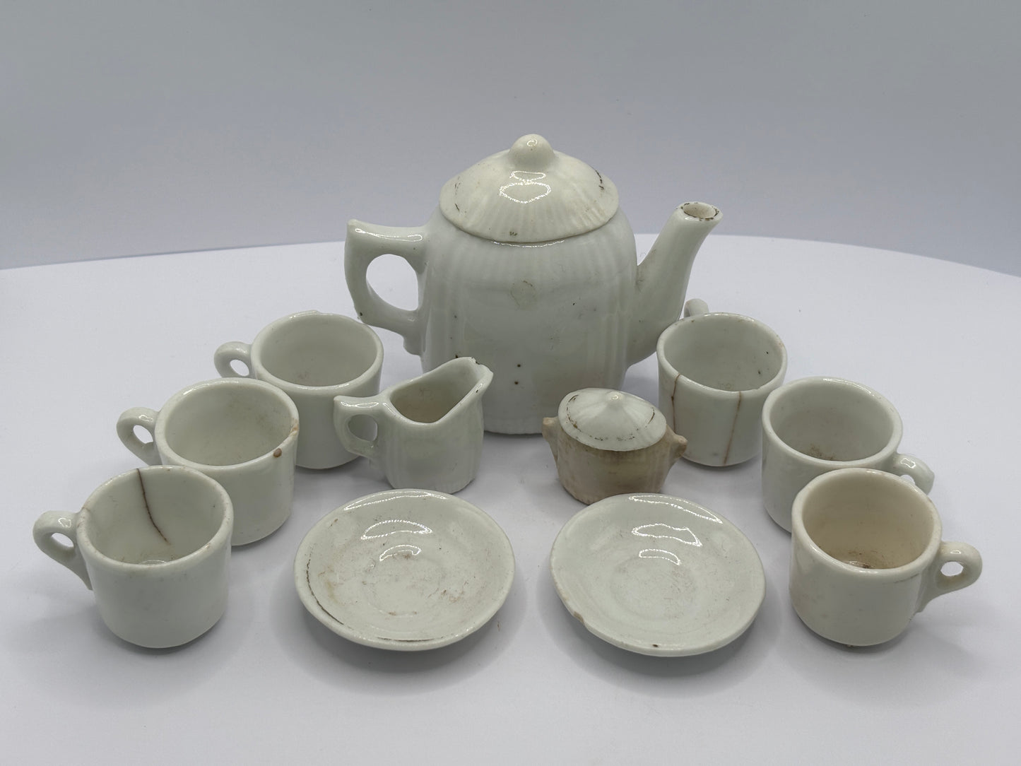 11 piece mini dolls house tea set, damages