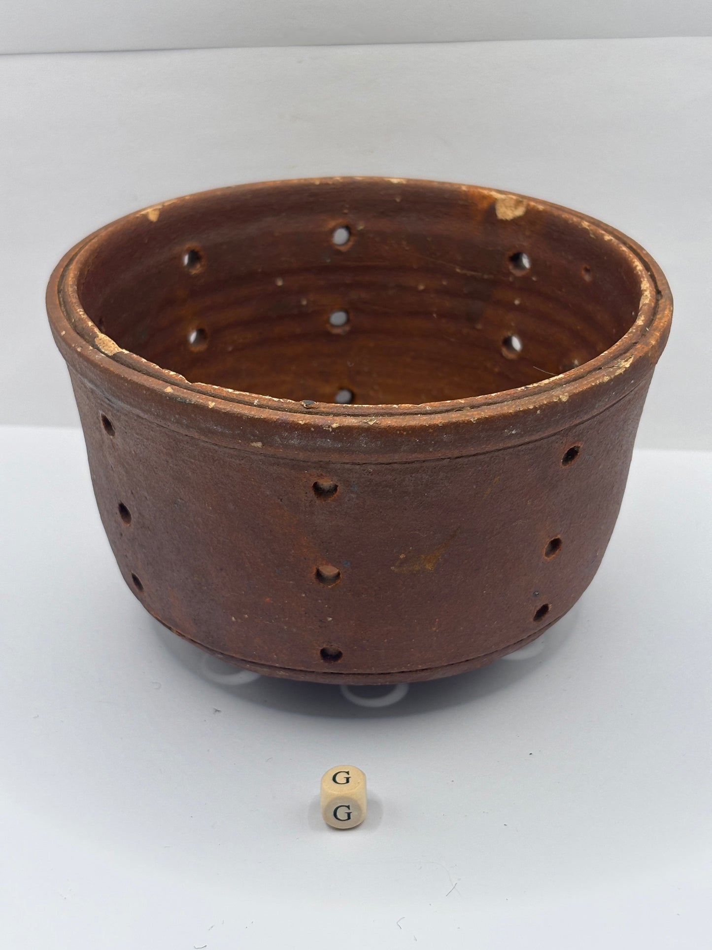 Old french stoneware cheese strainer, cheese mold (G)