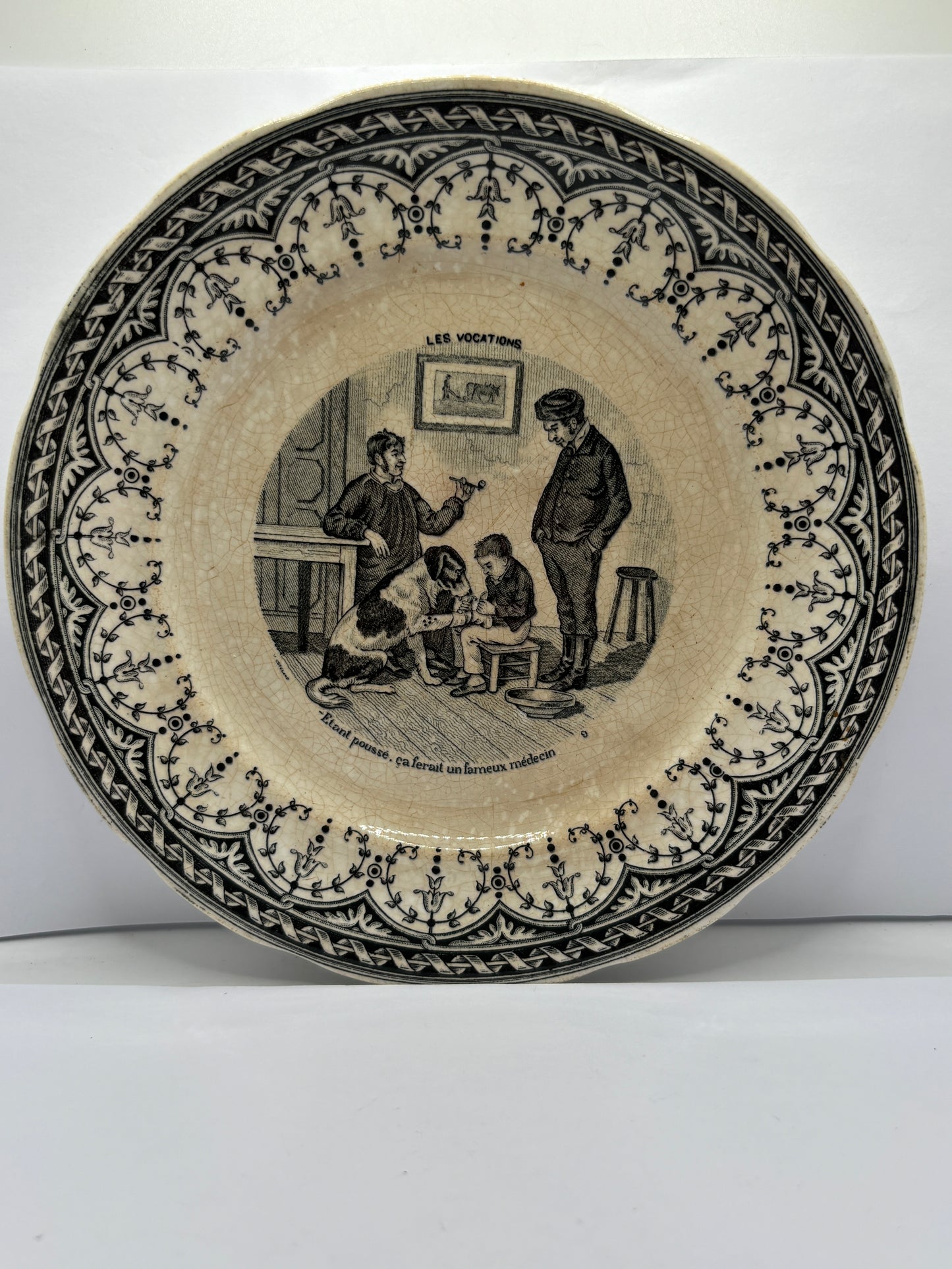 Antique french porcelain plate, mid 19th century