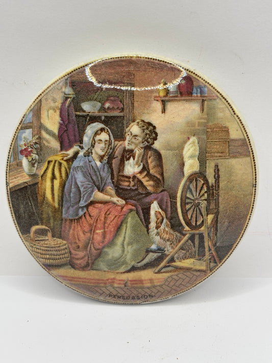 Old Prattware lid, Persuasion. Chipped