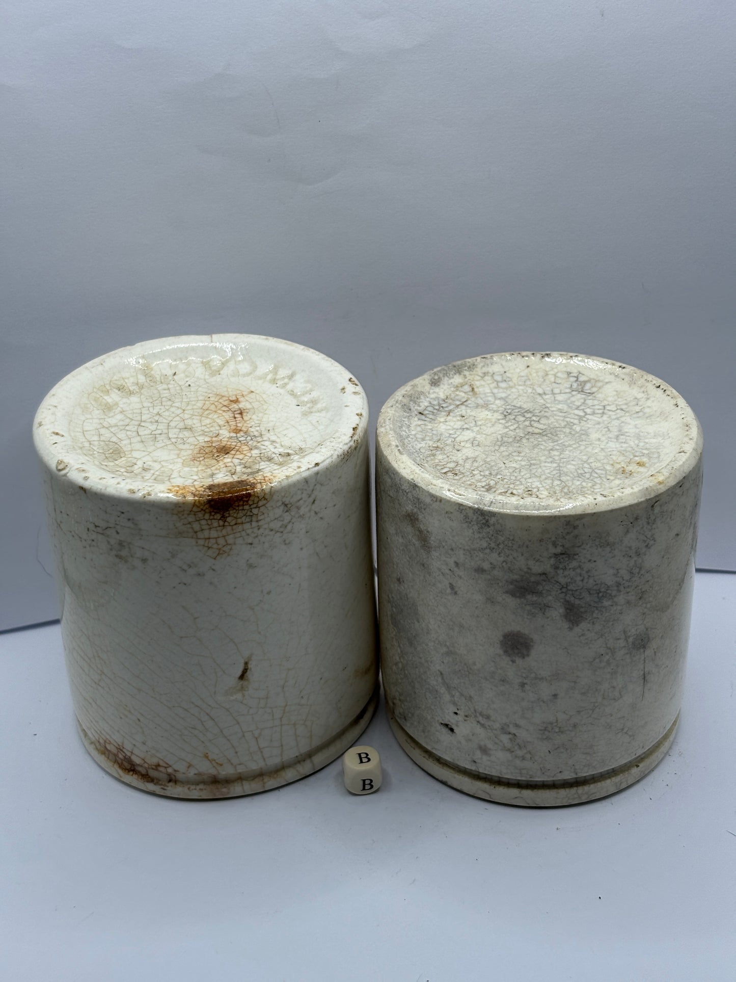 2 old stoneware preserve pots (B)