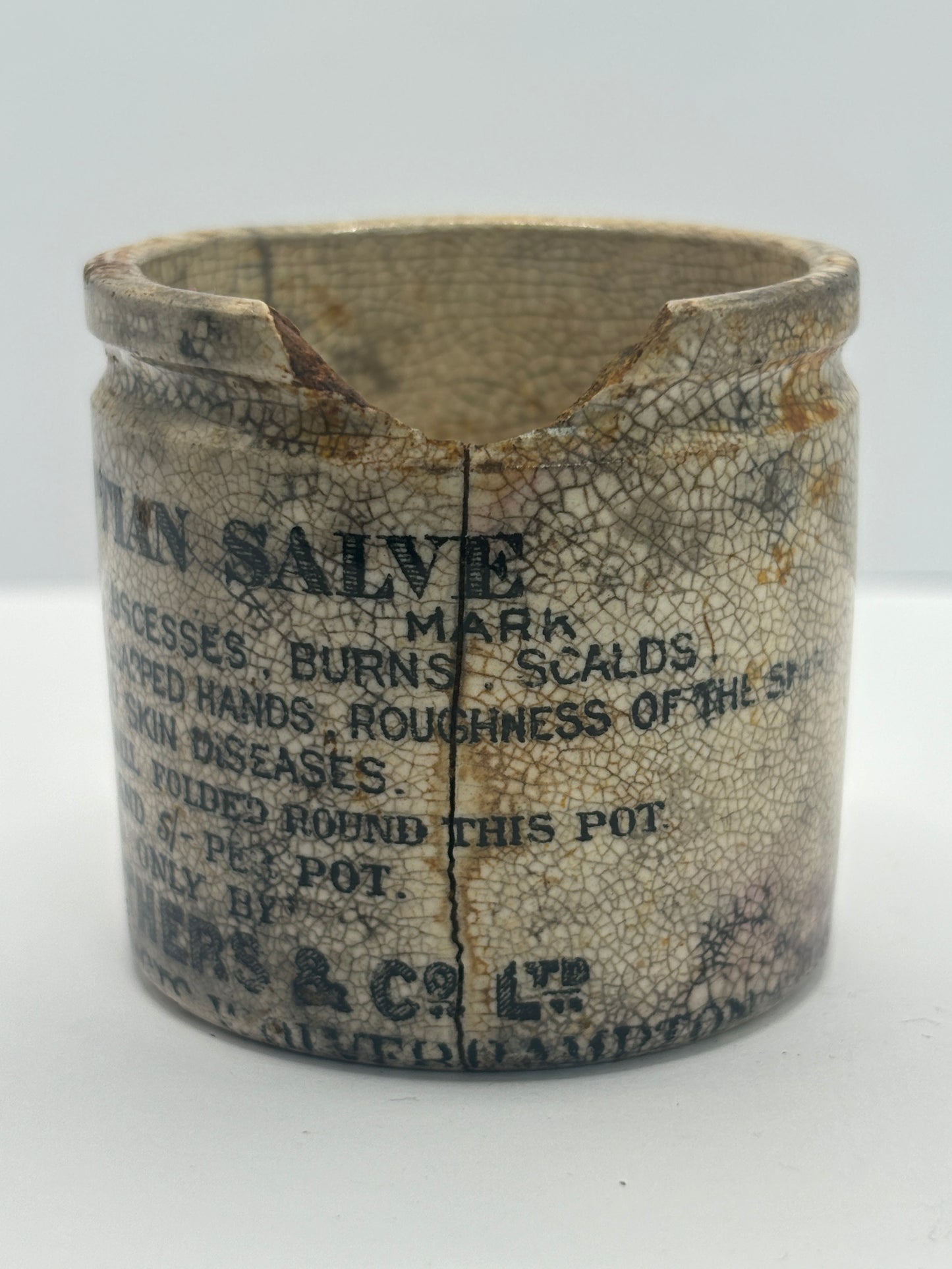 Egyptian salve ointment pot, damaged