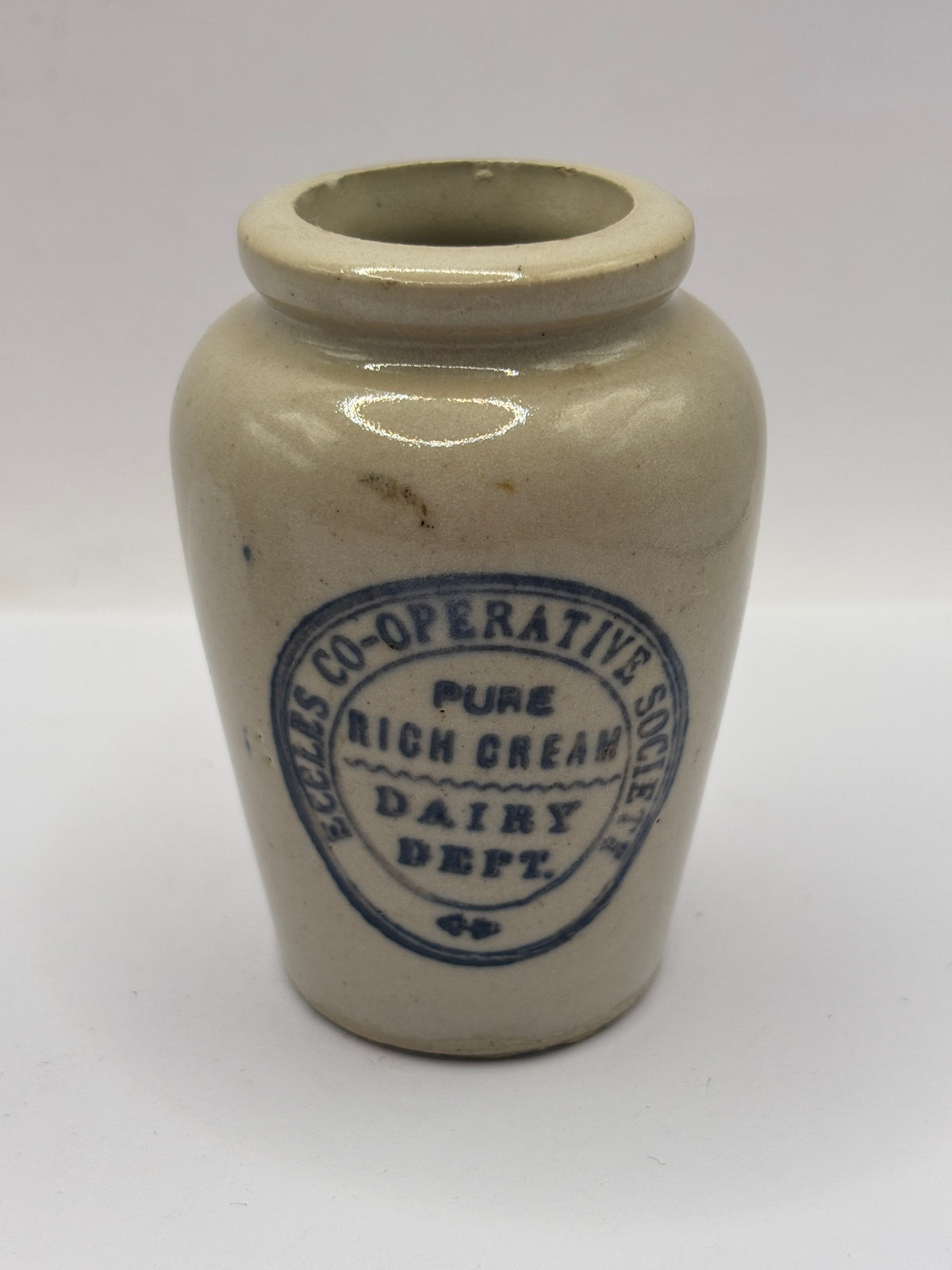 Old advertising cream pot, Eccles cooperative society, pure rich cream