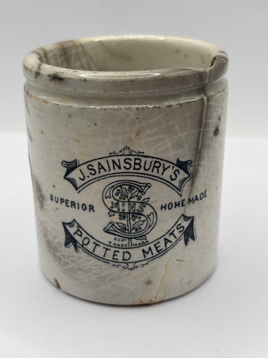 Old sainsburys advertising pot, Damaged & put back together