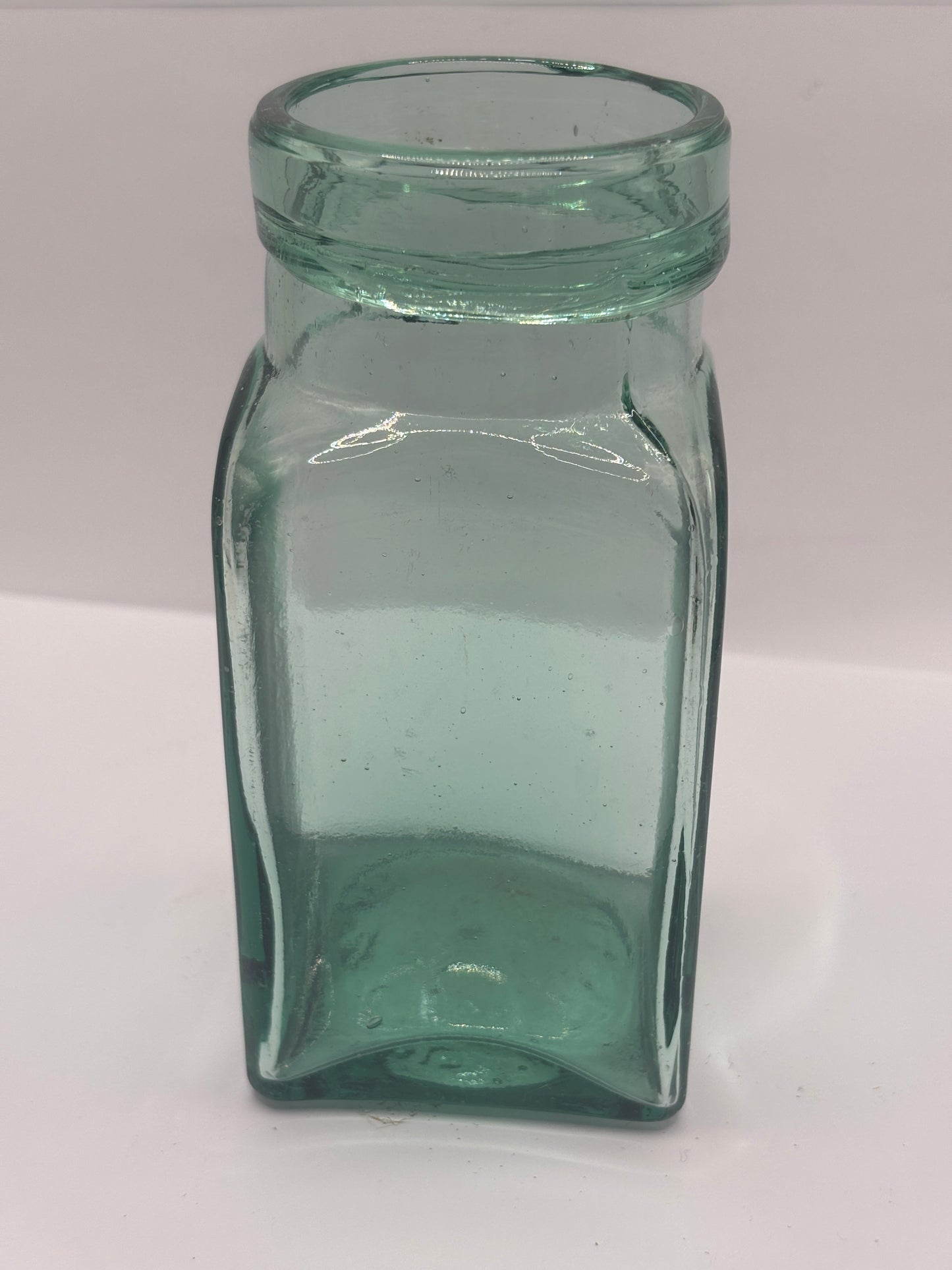Old aqua glass pickle jar