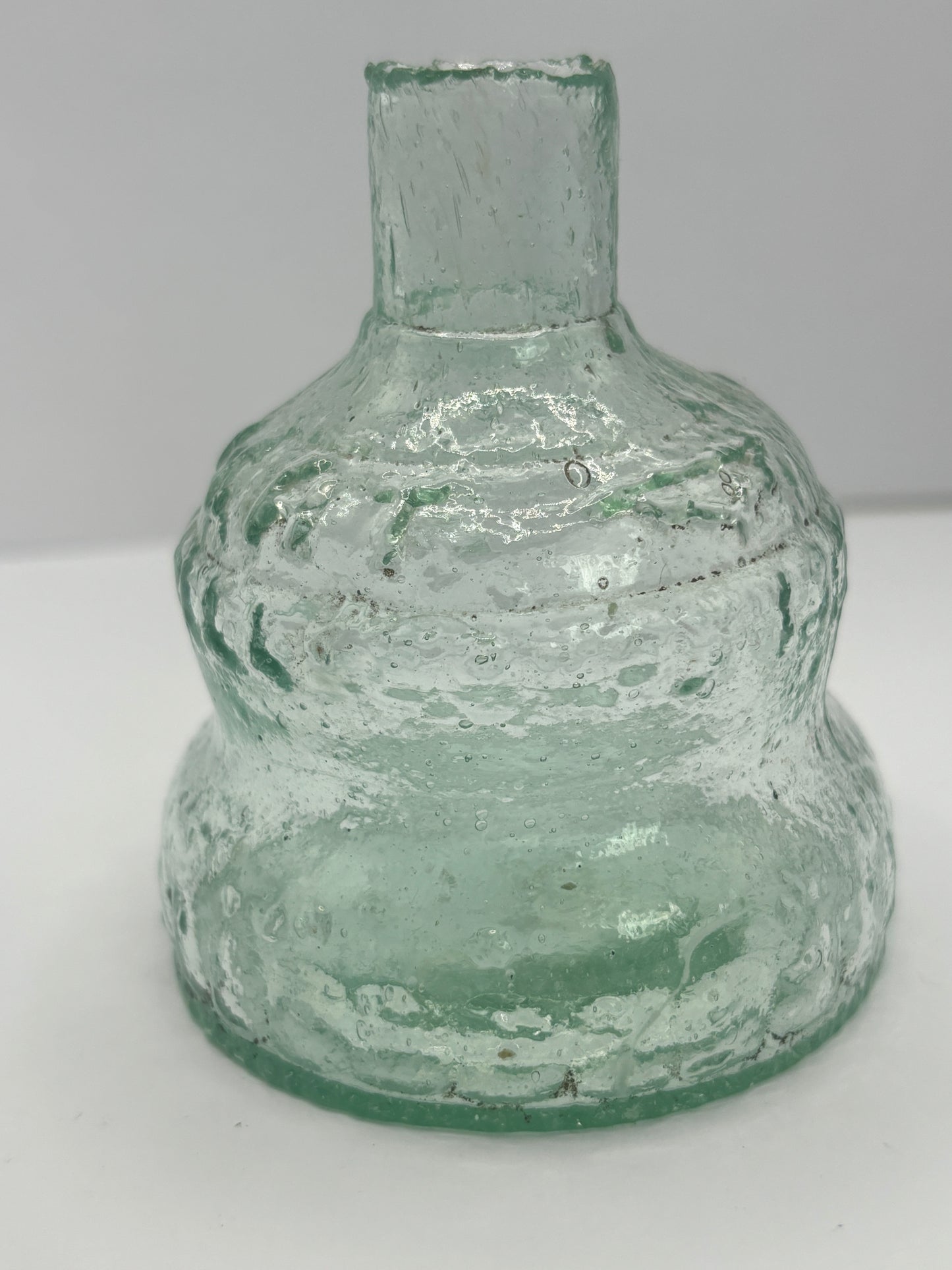 Small aqua Sunbright glass oil lamp