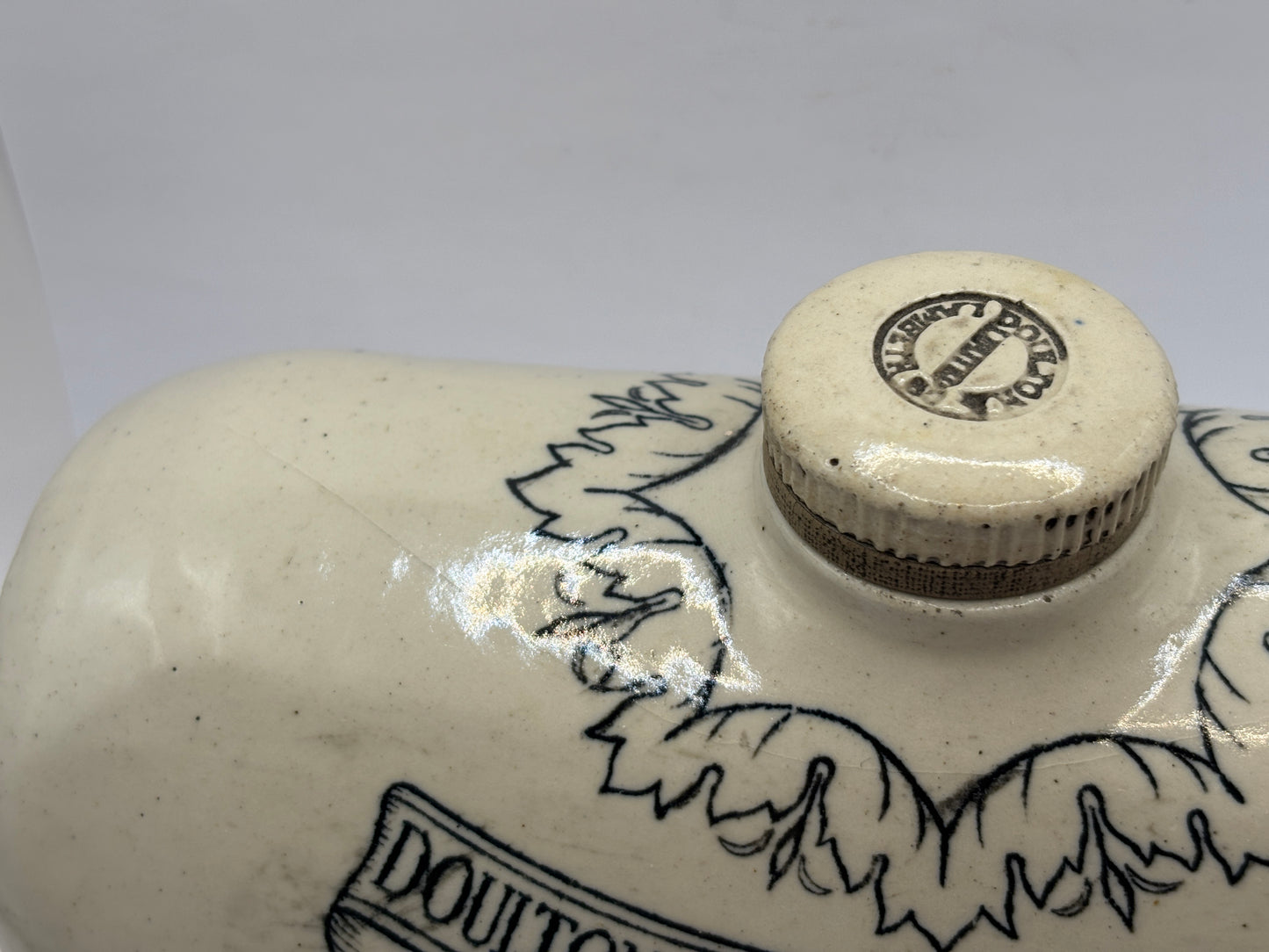 Old stoneware bed warmer/ foot warmer. Doultons improved foot warmer
