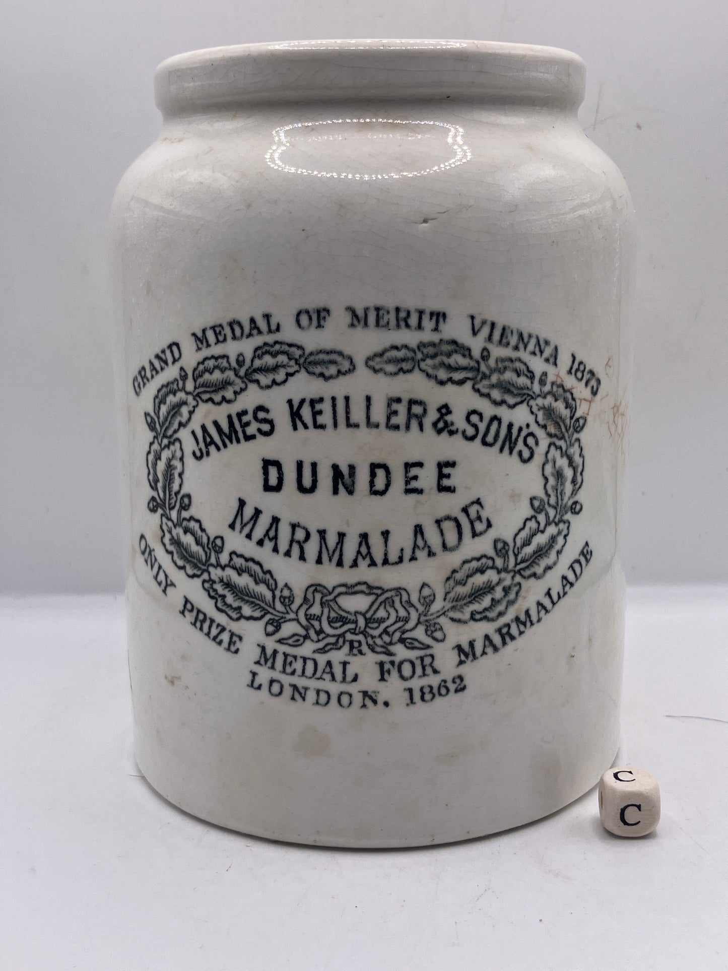 2lb James Keiller Dundee Marmalade jar, collared, rolled top