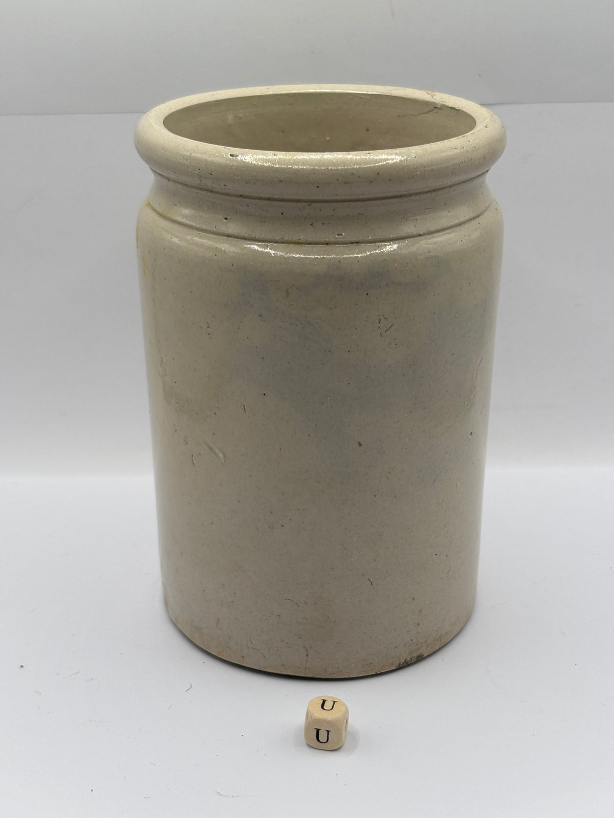 Old 2lb rolled top stoneware marmalade jar (u)