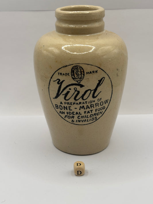 Old stoneware advertising Virol jar (D) 13.5cms