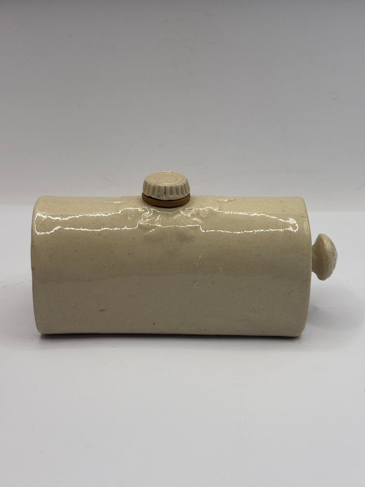 Old miniature stoneware bed warmer