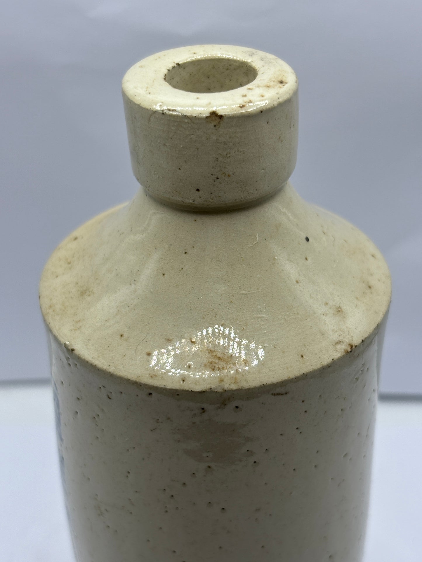 Tall Stoneware fish and ring bottle