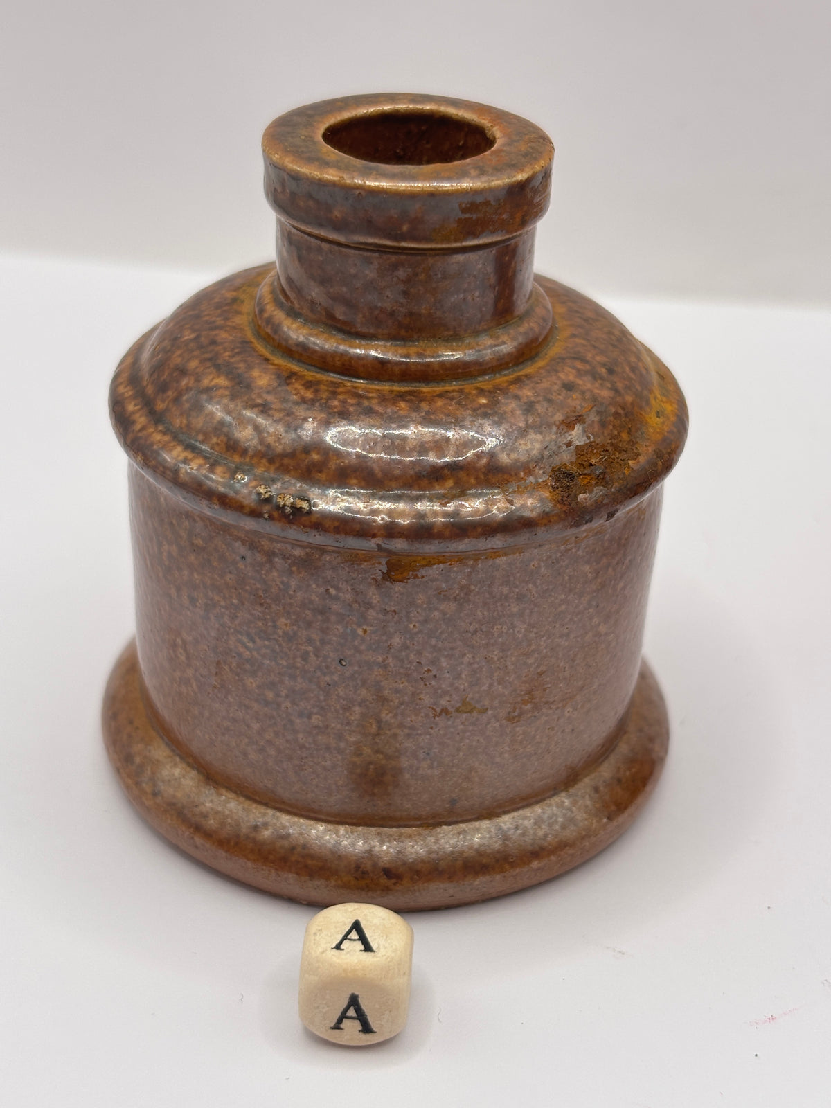 Old stoneware ink bottle, inkwell (a)