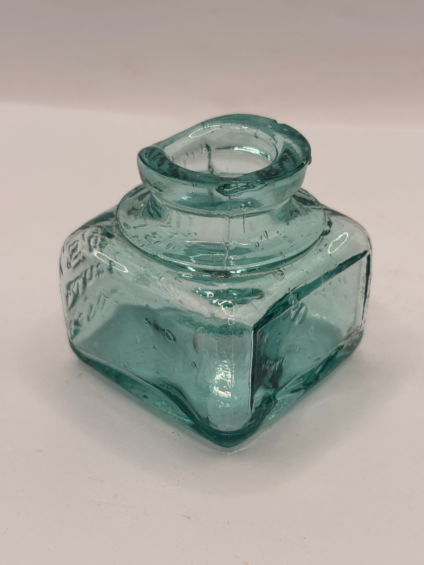 old advertising glass ink,inkwells, ink bottle. Fields ink. Chipped