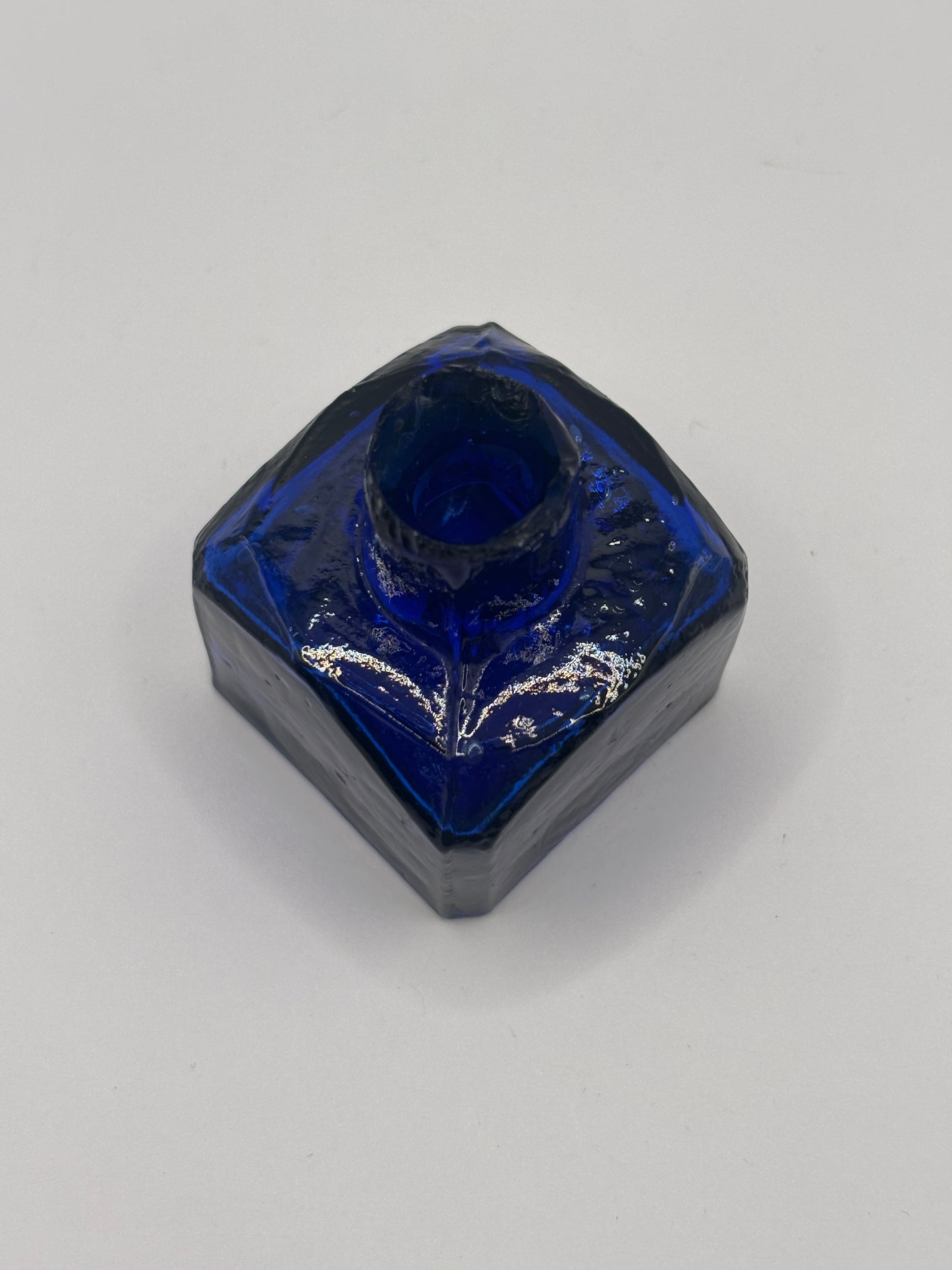 Old cobalt blue glass inkwell, ink bottle