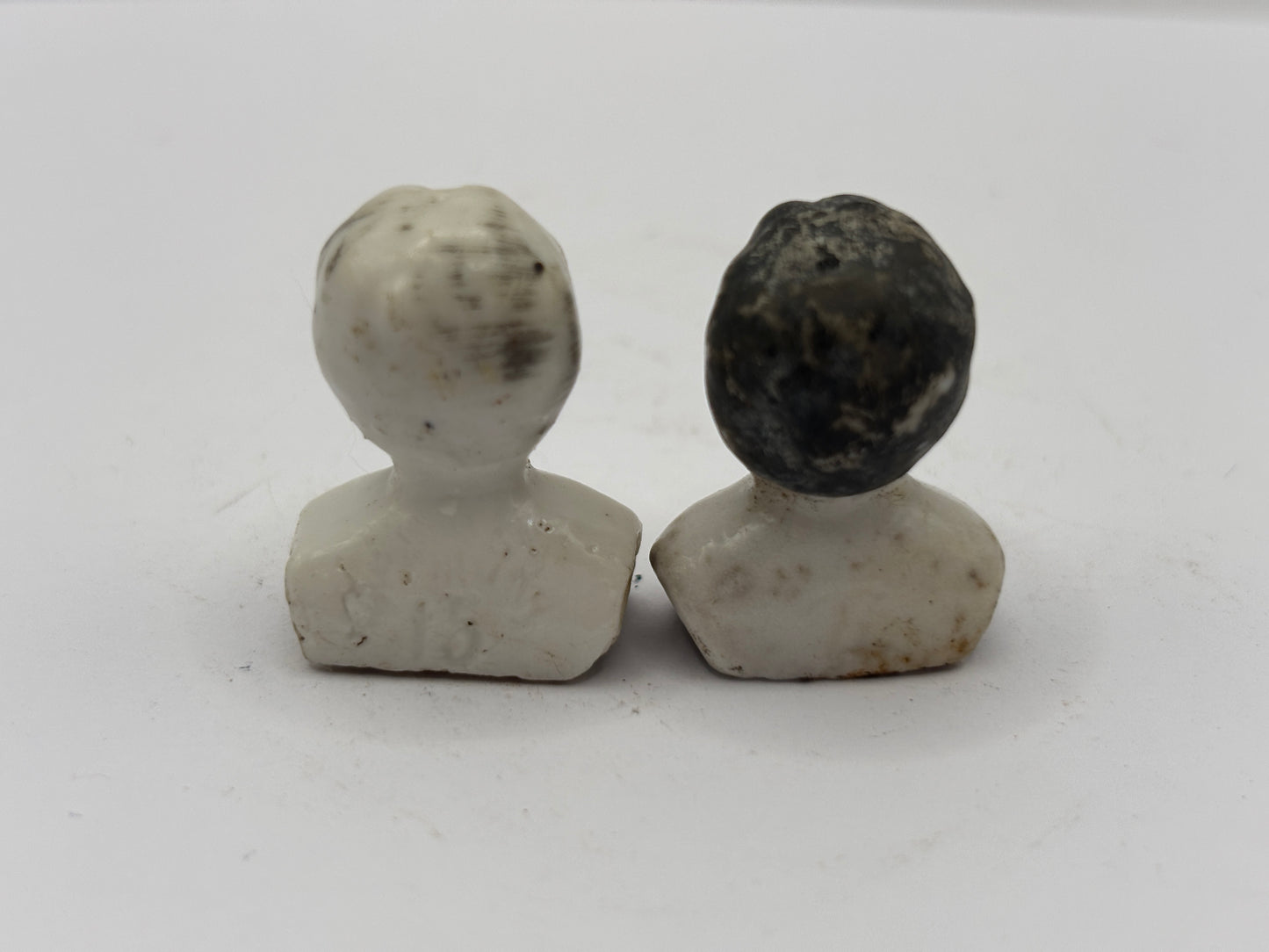 2 old miniature dolls heads