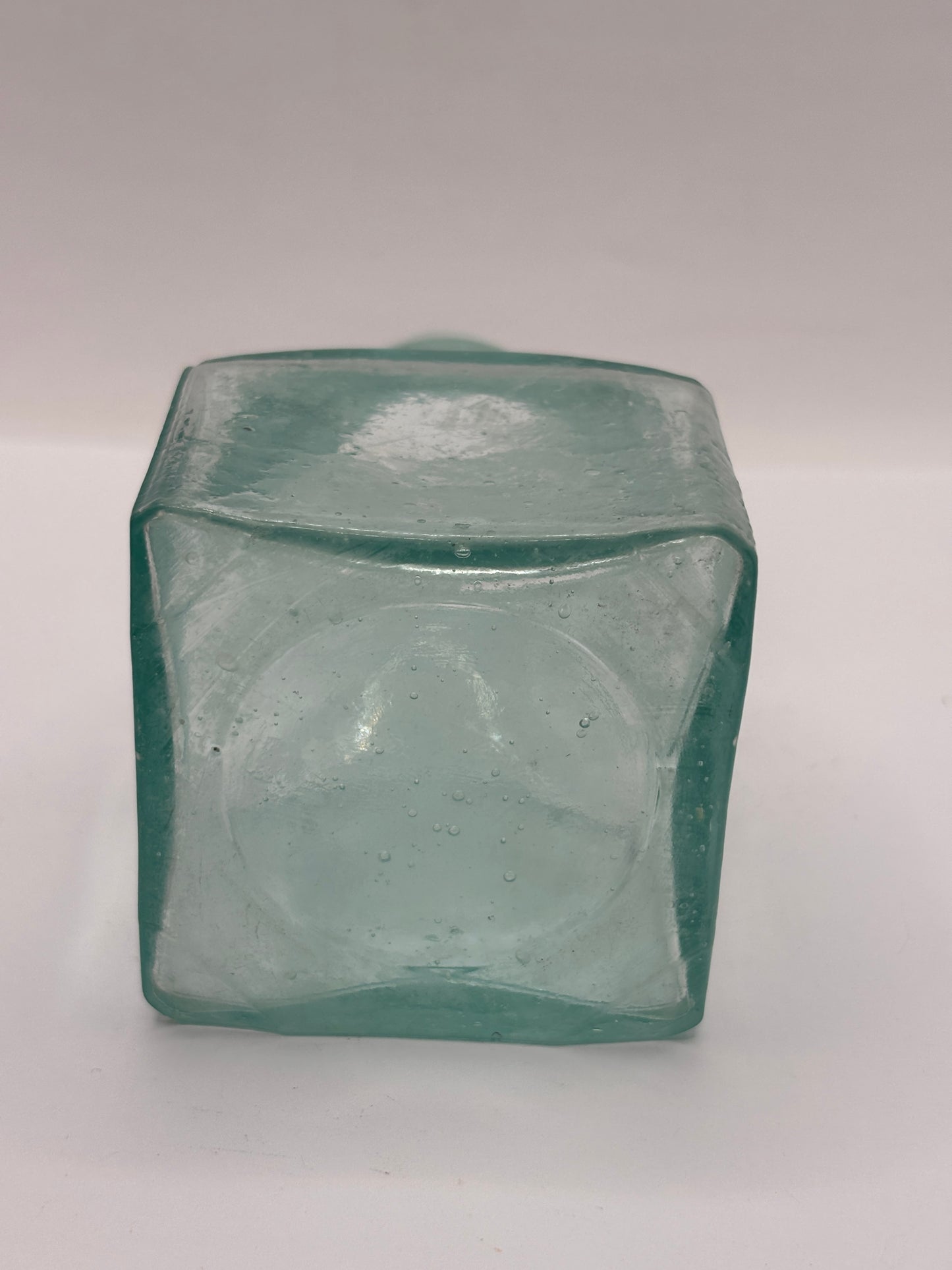Old tall aqua inkwell,ink bottle. 10.5cms