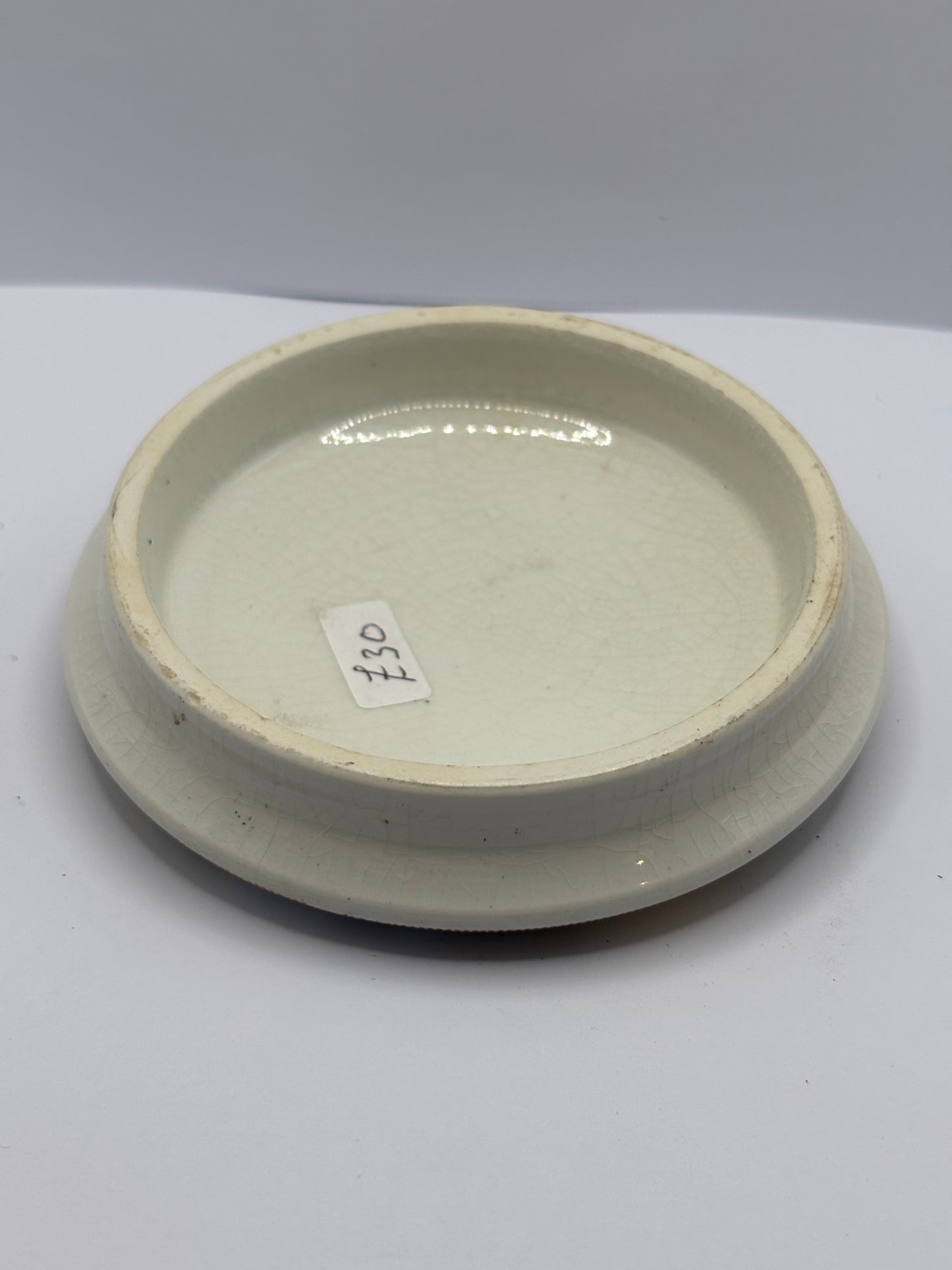 Old Prattware lid, victorian pot lid. Il Penseroso, Pratt lid