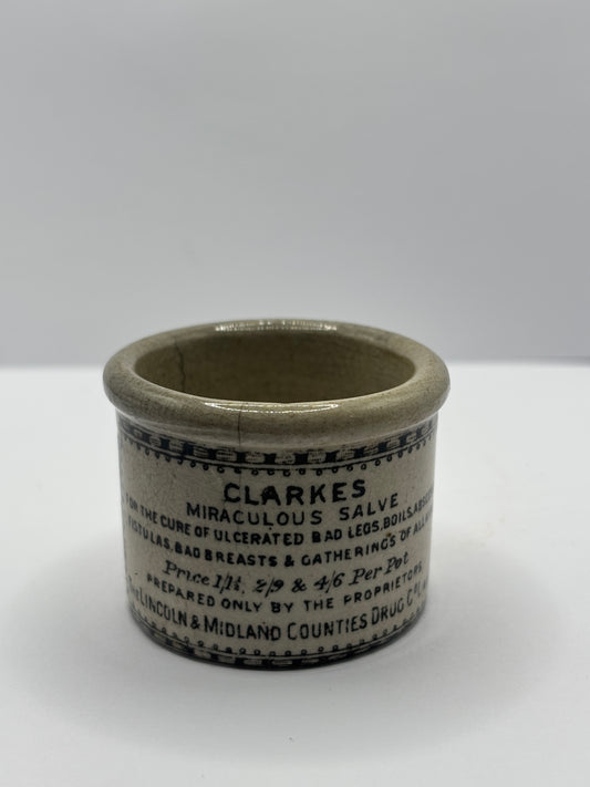 Old clarkes advertising ointment pot